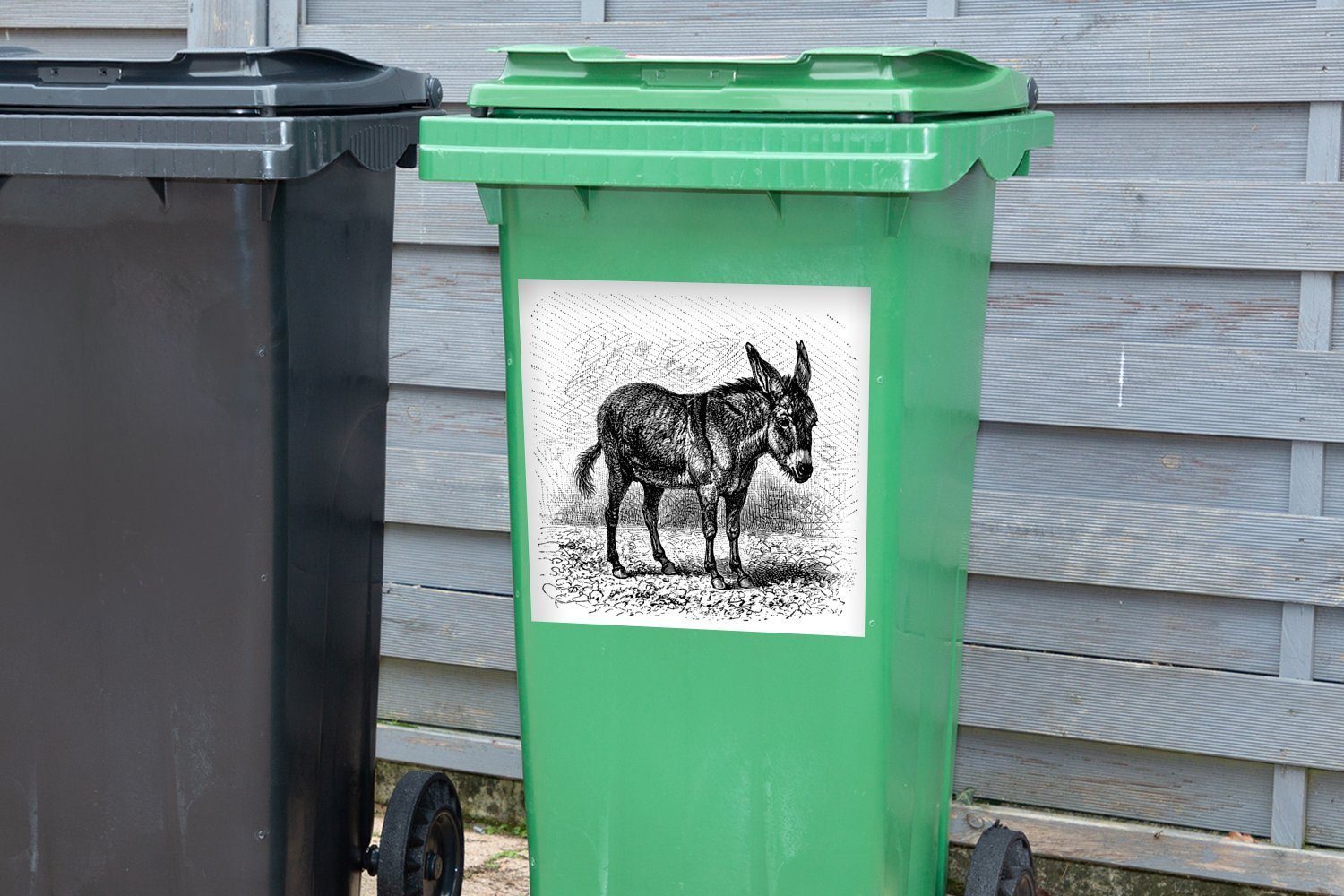 (1 eines Wandsticker Container, Eine Mülleimer-aufkleber, Mülltonne, Abfalbehälter St), Esels Sticker, Illustration MuchoWow