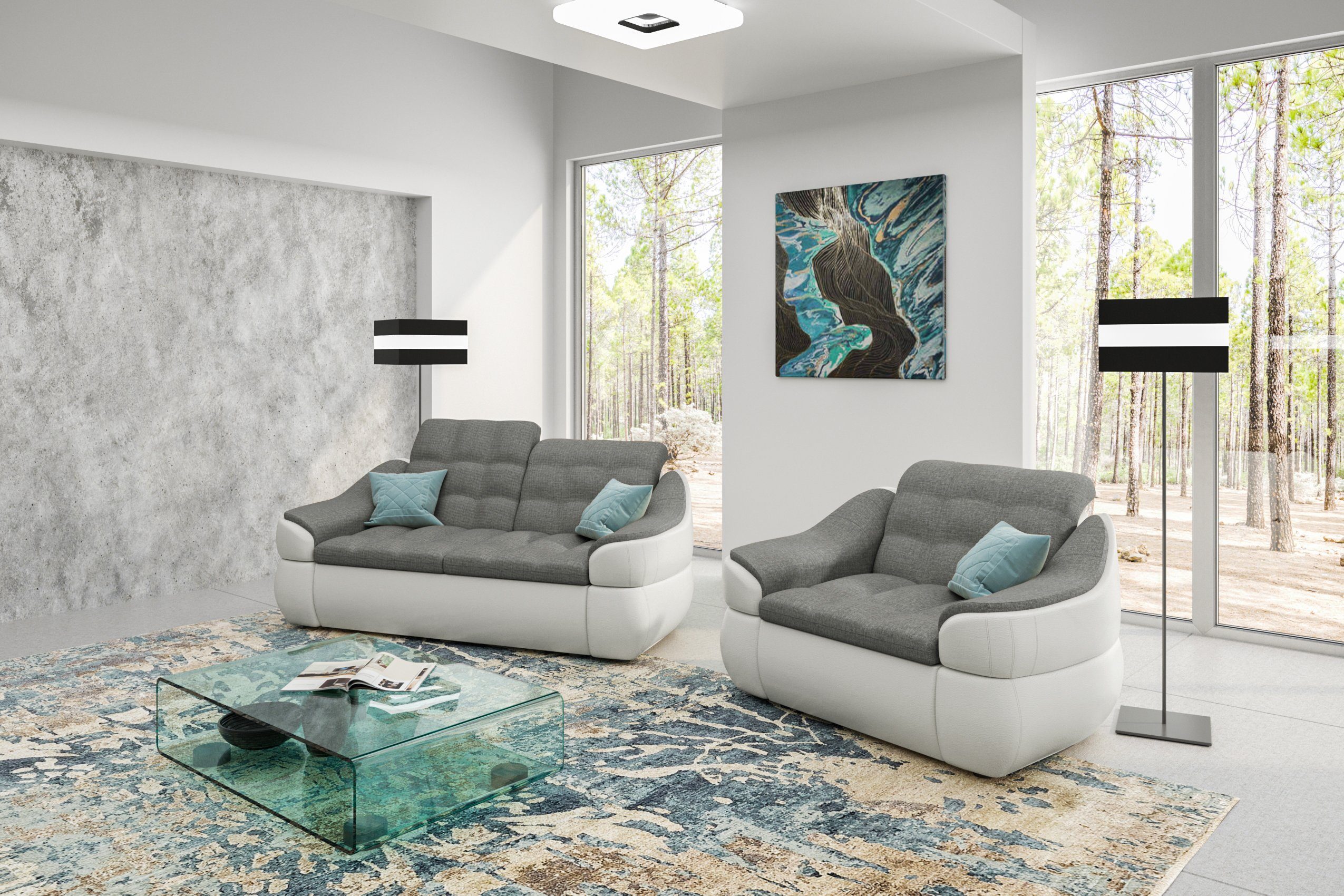 Sofa Alisa, Stylefy und aus Modern (2-tlg), bestehend Design 2-Sitzer (Set Polstergarnitur Sessel,