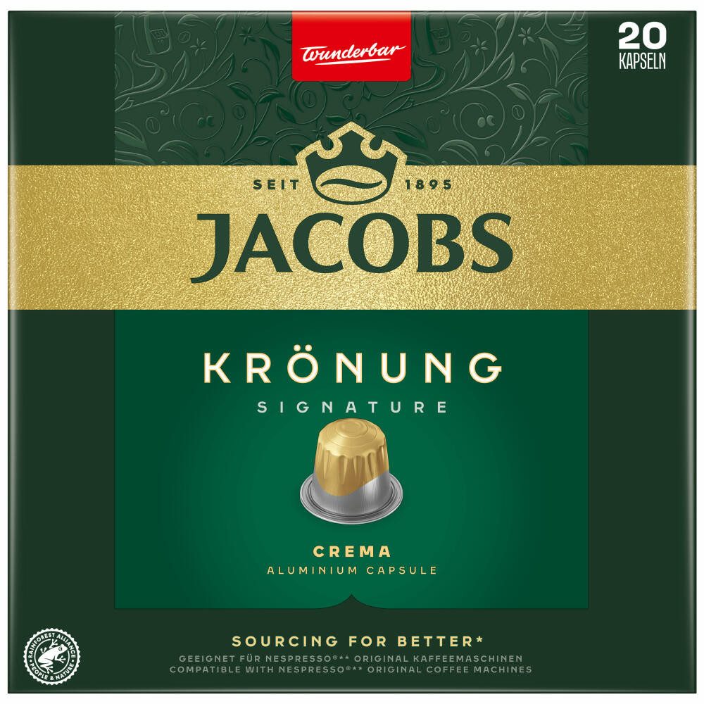 JACOBS Kaffee Krönung Crema, 20 Kapseln, Kompatibel mit dem Nespresso-Kapselsystem*
