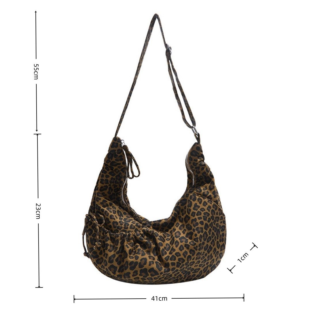 nsihing Schultertasche Crossbody Bag Damen Leopard Umhängetasche Halbmond Tasche Hobo Bag (Shopper Tasche Damen Retro Canvas Beuteltasche Stofftasche), für Coll – Bild 2 von 5