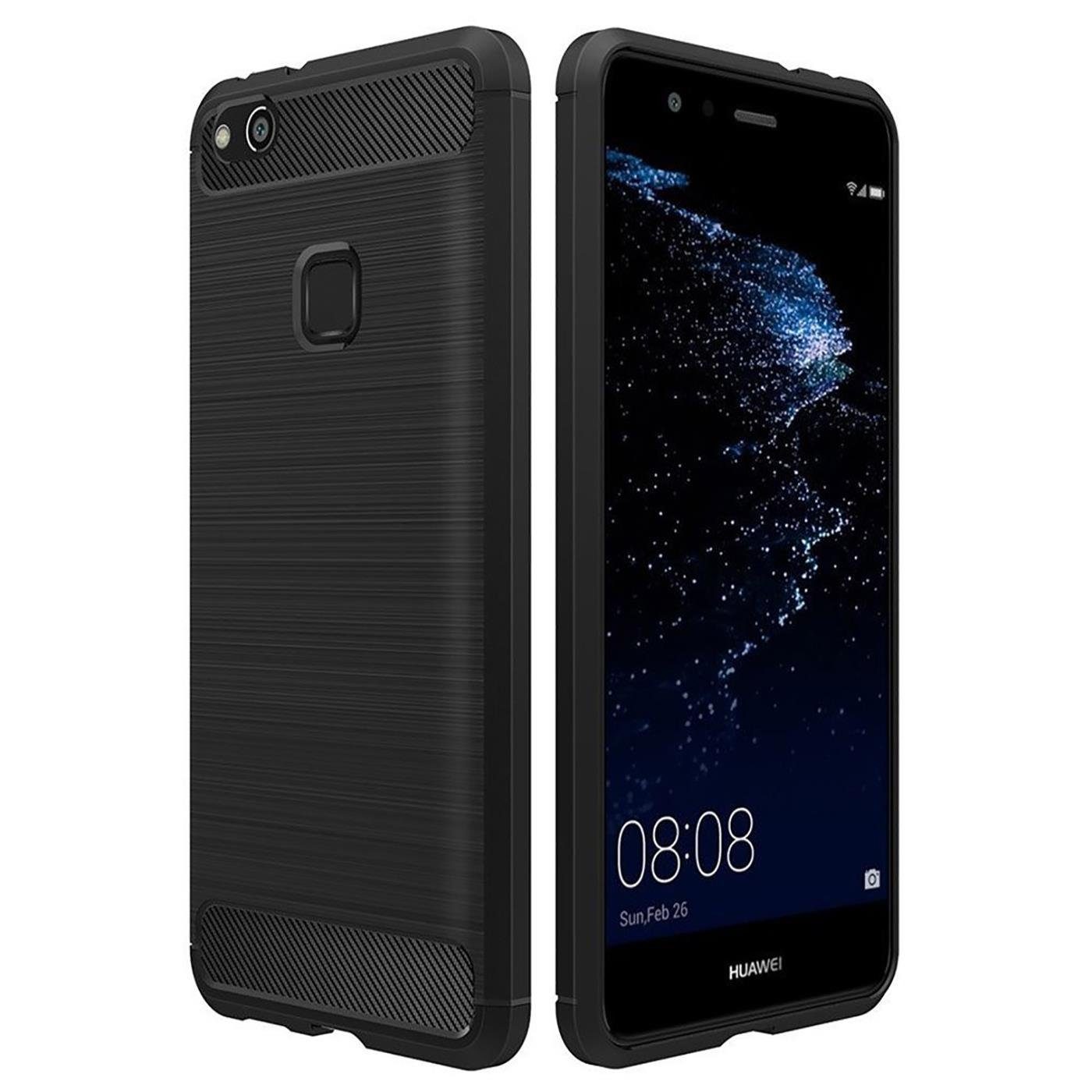CoolGadget Handyhülle Carbon Handy Hülle für Huawei P10 Lite 5,2 Zoll, robuste Telefonhülle Case Schutzhülle für P10 Lite Hülle