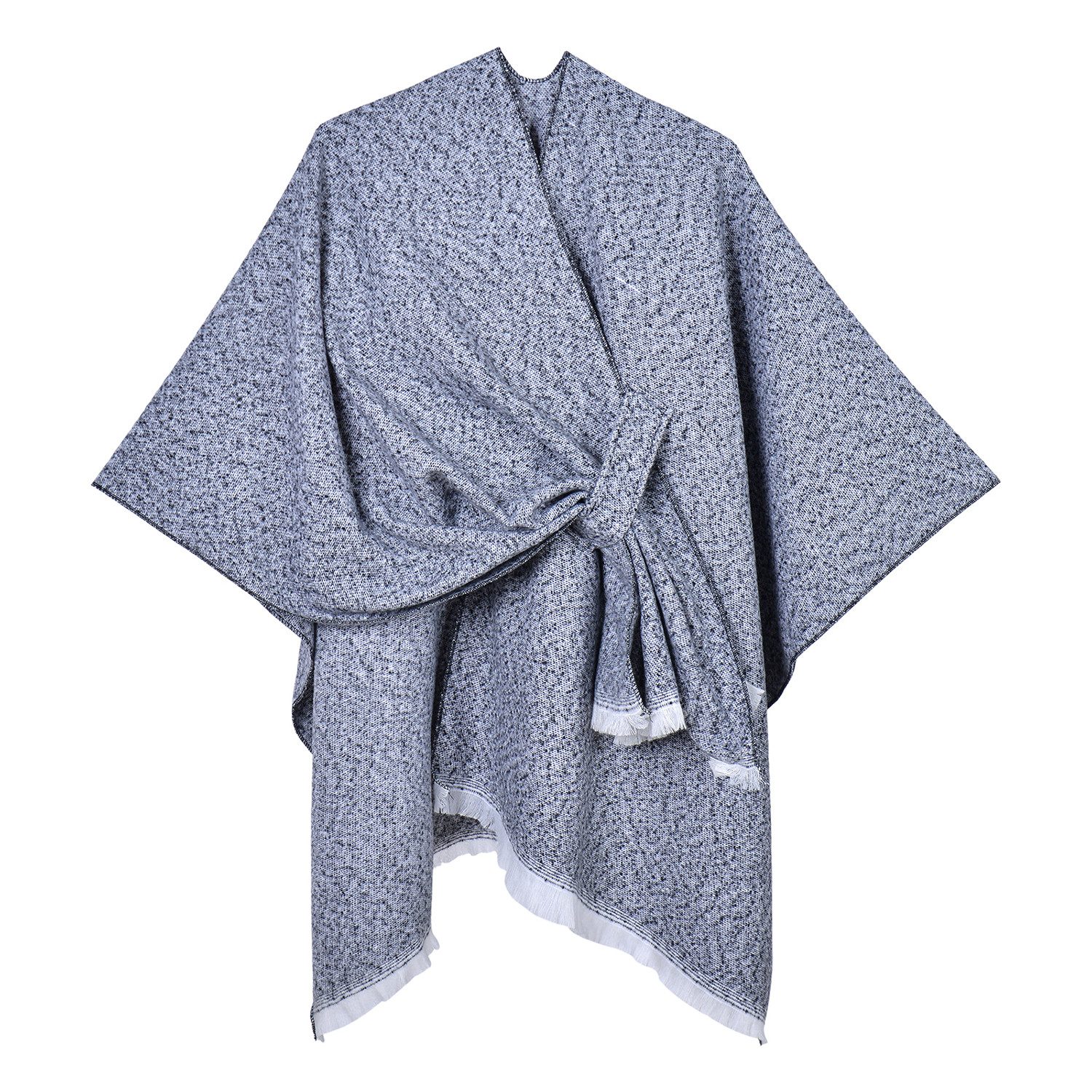 Refttenw Poncho Diagonal gebundener Schlitzumhang mit Quasten,Poncho Damen Winter