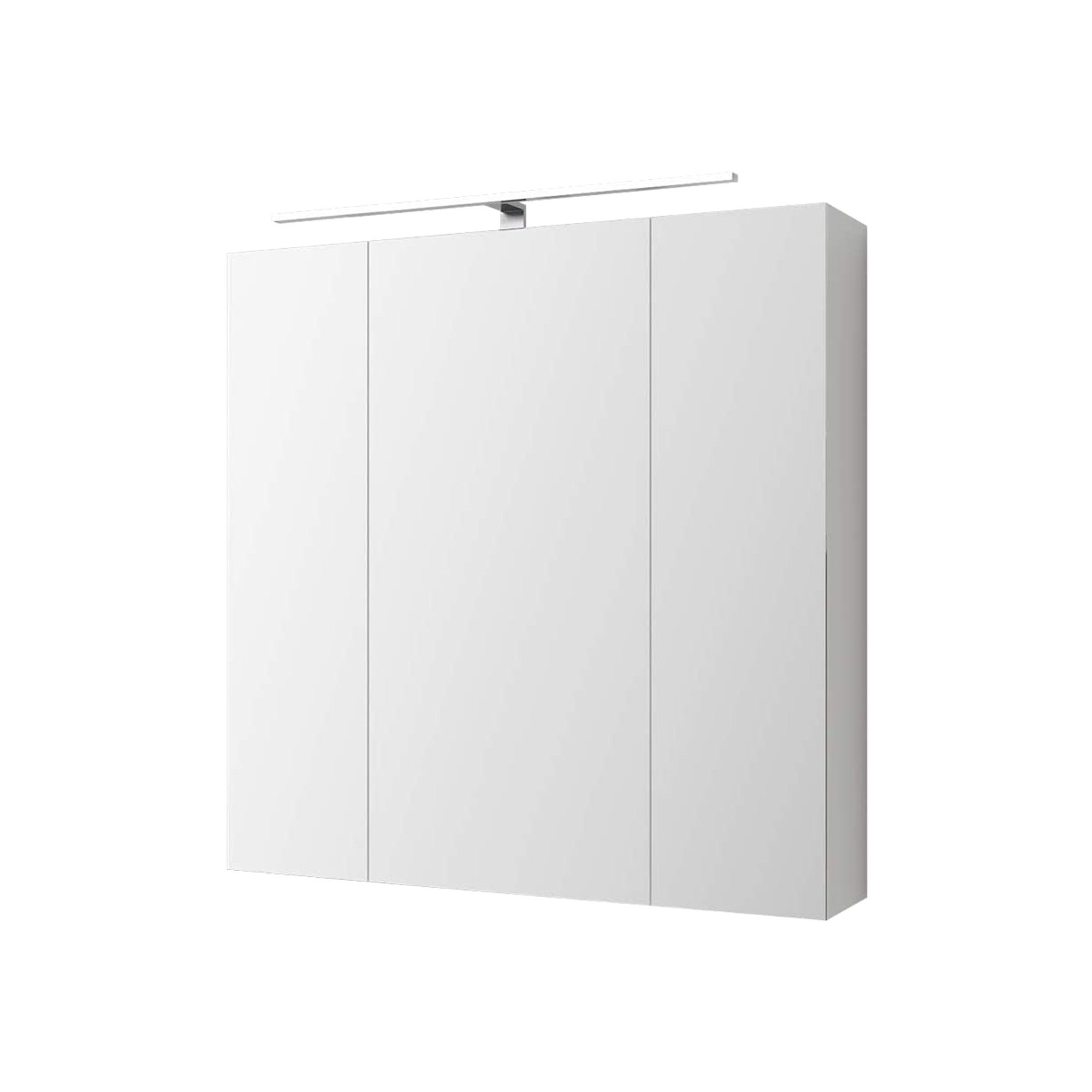 ML-DESIGN Badezimmerspiegelschrank Steckdose Wandspiegel Beleuchtung Weiß Badezimmerschrank Badschrank LED Badspiegel Lichtschalter 3-Türig 724x72x15cm