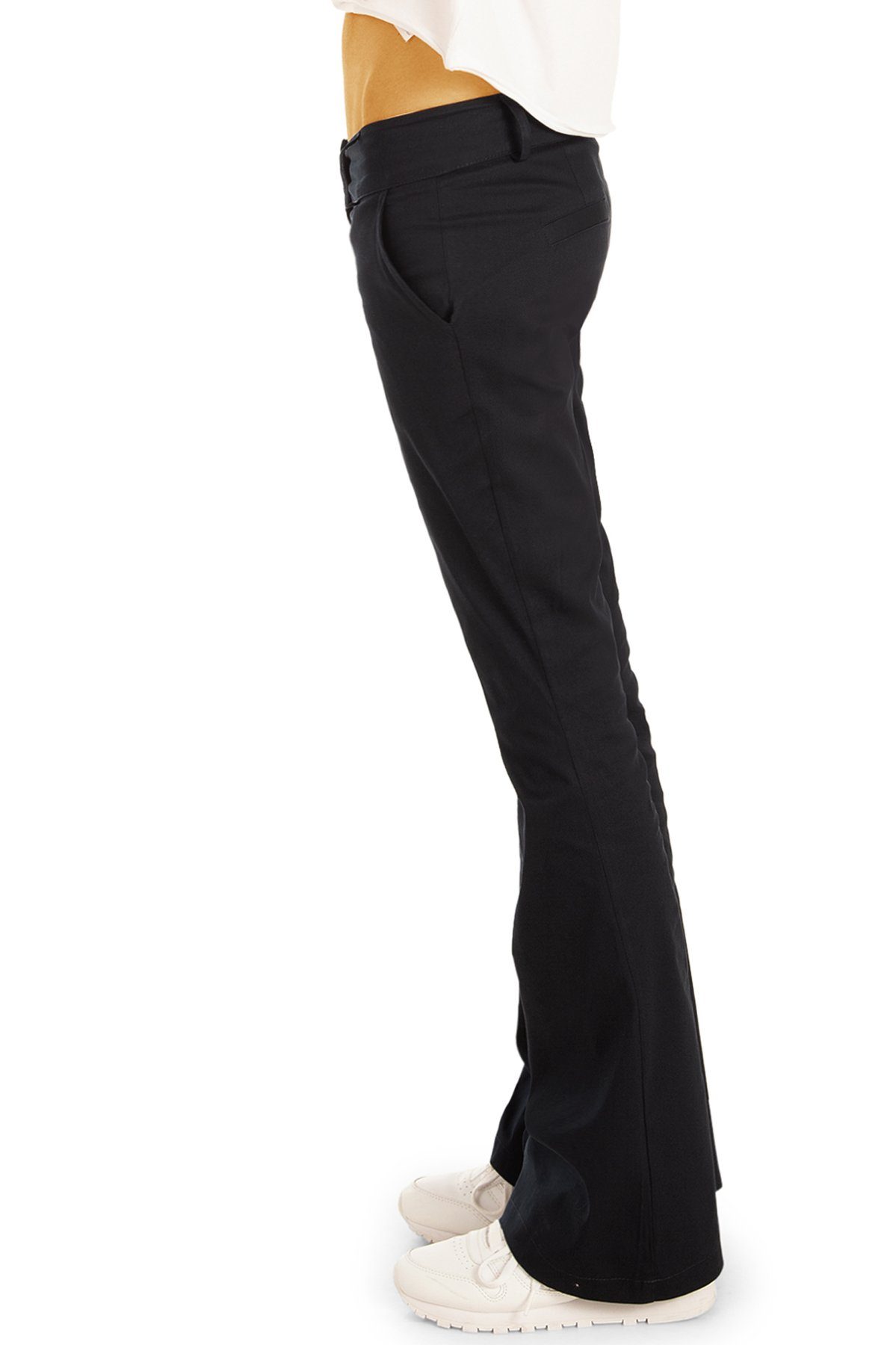 Damen - - weiß Stoffhosen Stretch, mit - BE Hüfthosen be Chinohose Chinos - STYLED styled Bootcut chino_italia h17a