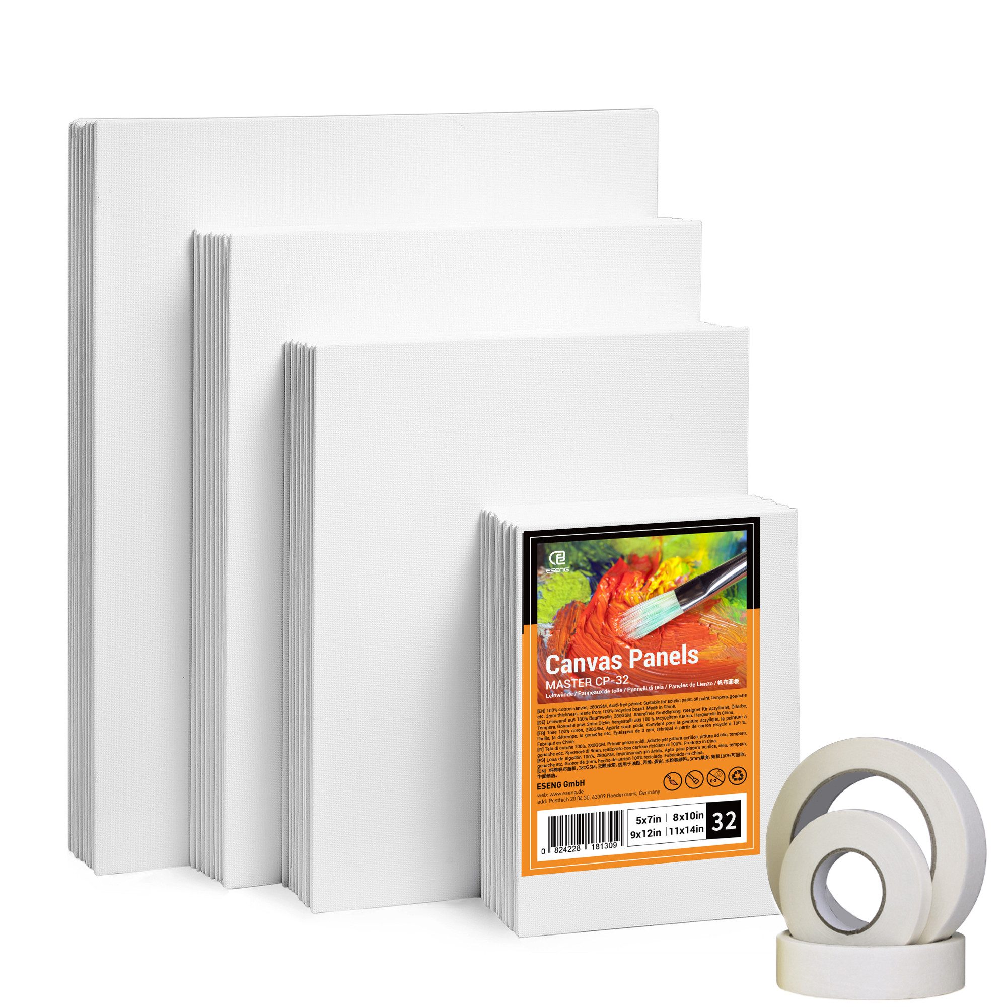 ESENG Leinwand zum Bemalen, MASTER CP-32, 100% Baumwolle, 3mm dick, Mix-Size