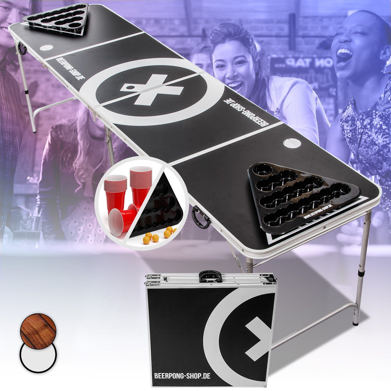 BeerCup Spieltisch Baseliner Beer Pong Tisch Set Audio, (55-tlg)