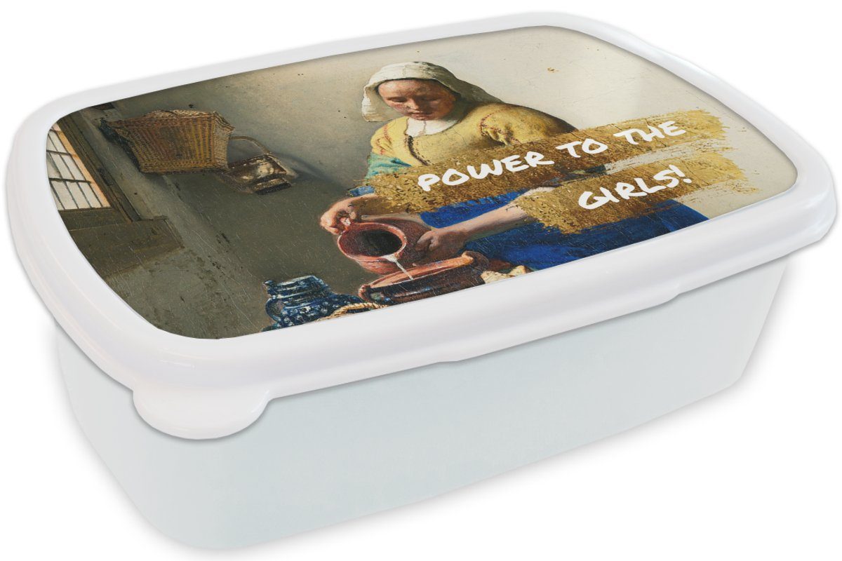 Brotdose, und Mädchen Lunchbox weiß Kunststoff, (2-tlg), Gold Gemälde MuchoWow Milchmädchen für Jungs Erwachsene, für - Brotbox - Zitate - Kinder Alte Meister, - und