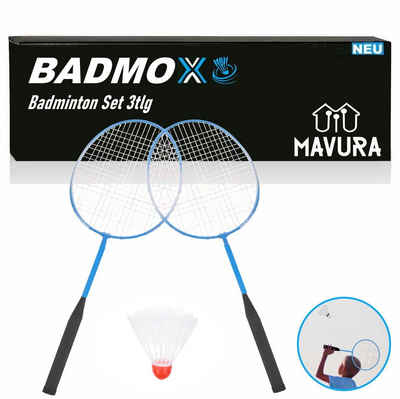 MAVURA Badmintonschläger BADMOX Badmintonset Badminton Federball Set 2 Schläger, & 1 Federball Outdoor Federballset Blau