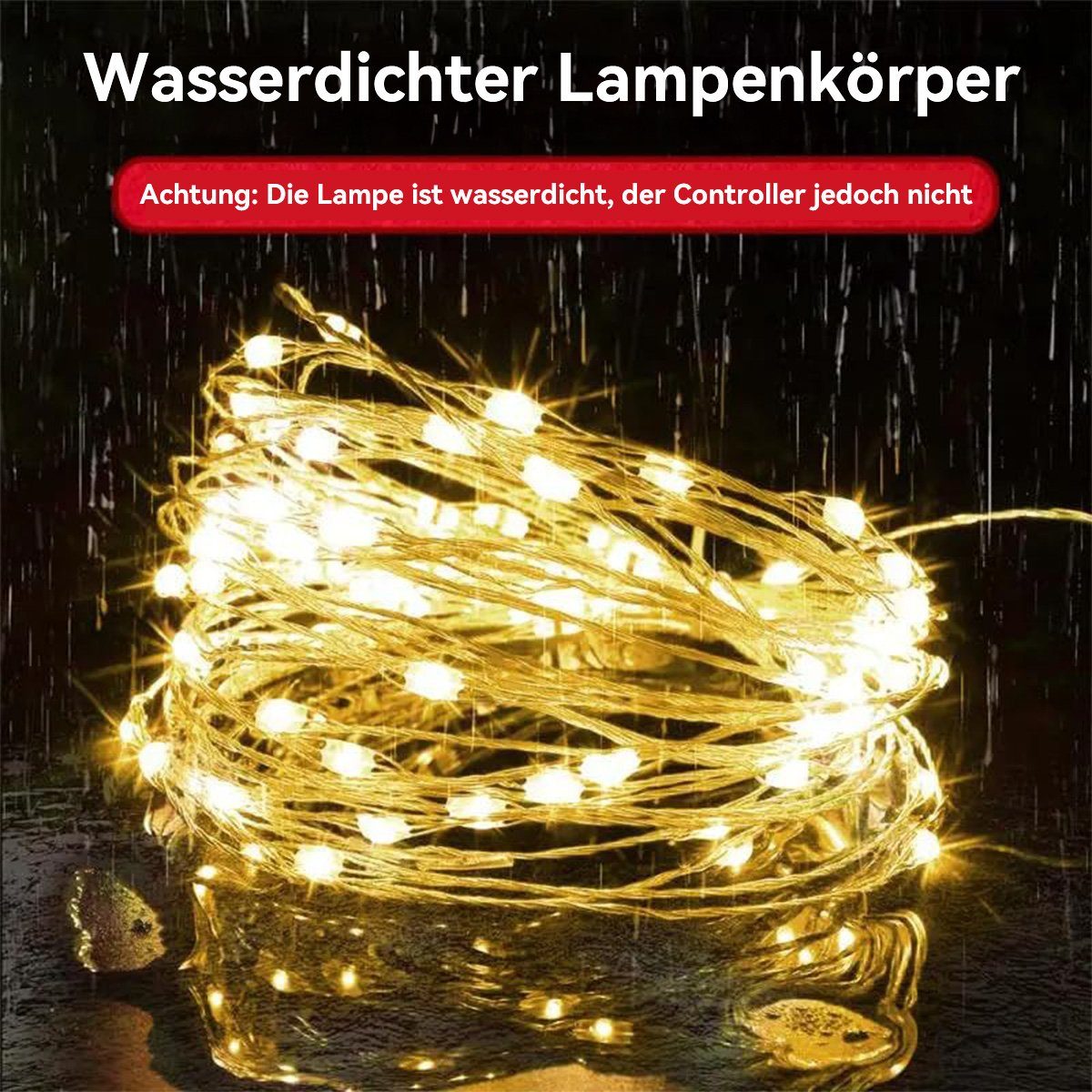 Welikera Christbaumschmuck Lichterketten Dekoration,3m,Ohne Musik Die Akku,mit Weihnachtsbaum für bunt