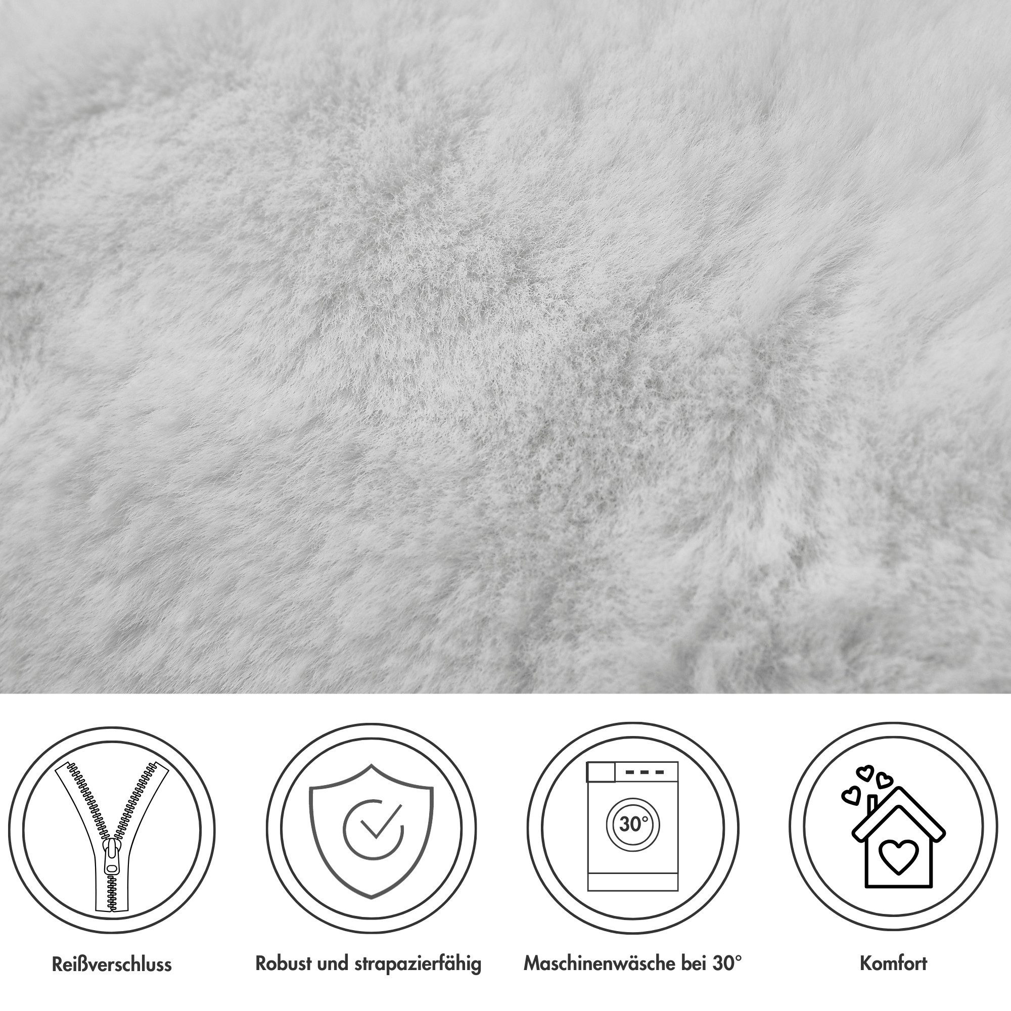 LUXOR living Fellkissen Dekokissen Novara, Kunstfell, eckig, 40x40 cm, sehr weich, mit Füllung, Wohnzimmer