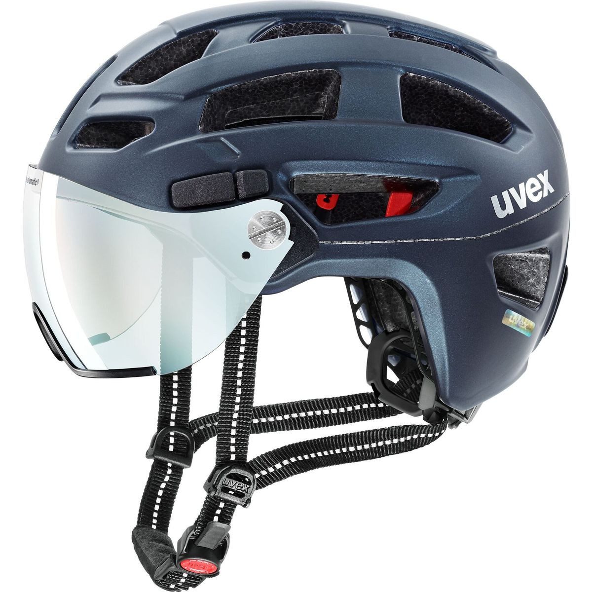 Uvex Fahrradhelm Finale Visor V, Innovativer Fahrradhelm mit selbsttönendem Visier, optimaler Passform
