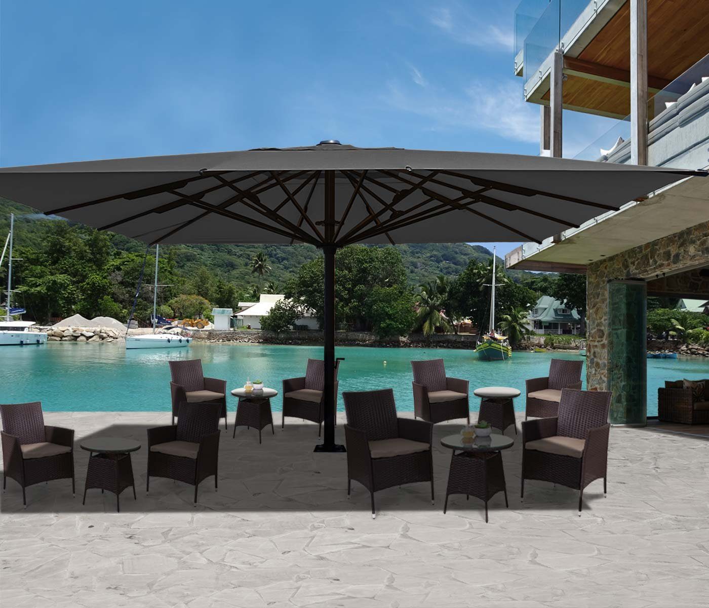 Endo-Moebel Marktschirm Gastronomie Sonnenschirm XXL-Schirm Marktschirm 5x5m Poly/Alu creme