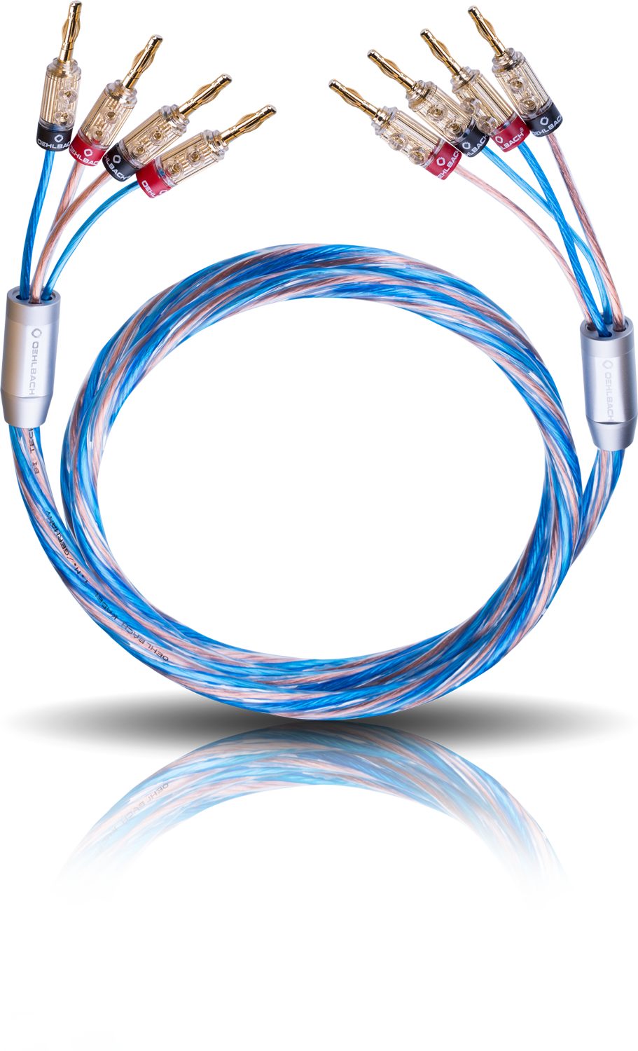 Oehlbach Bi-Tech 4.4 B Exellentes Lautsprecherkabel-Set Bi-Amping Audio-Kabel, 4 x Bananen Stecker, 4 x Bananen Stecker (300 cm), Flexibel, Hochwertiges Kupfer