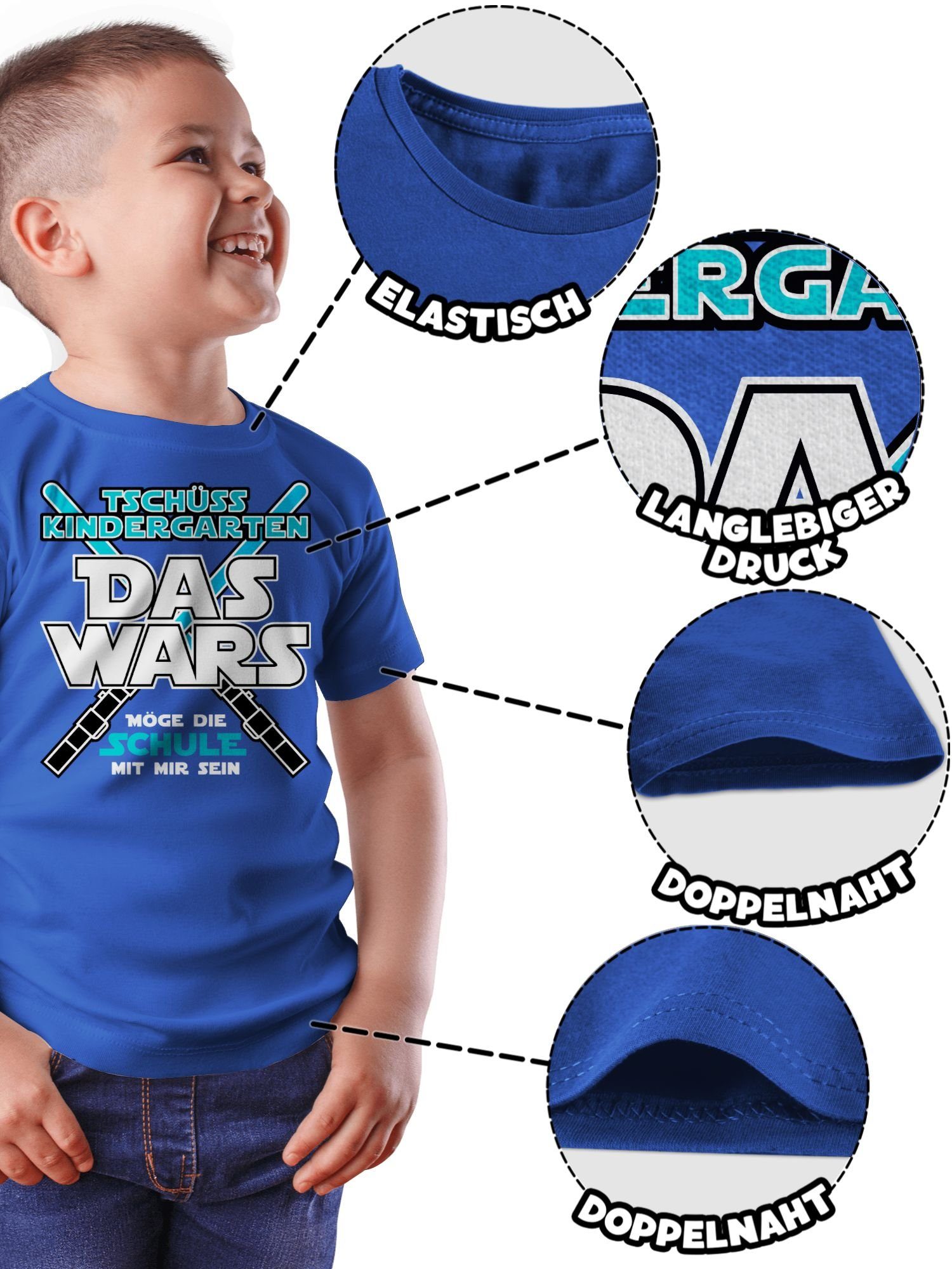 Geschenke Kita 03 Royalblau Kindergarten Tschüss Das T-Shirt Schulanfang Junge Shirtracer Einschulung Wars