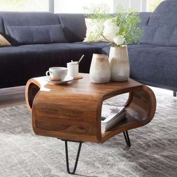 KADIMA DESIGN Couchtisch Sheesham-Holz Kaffeetisch, Landhaus-Stil, Stauraum, handgefertigt