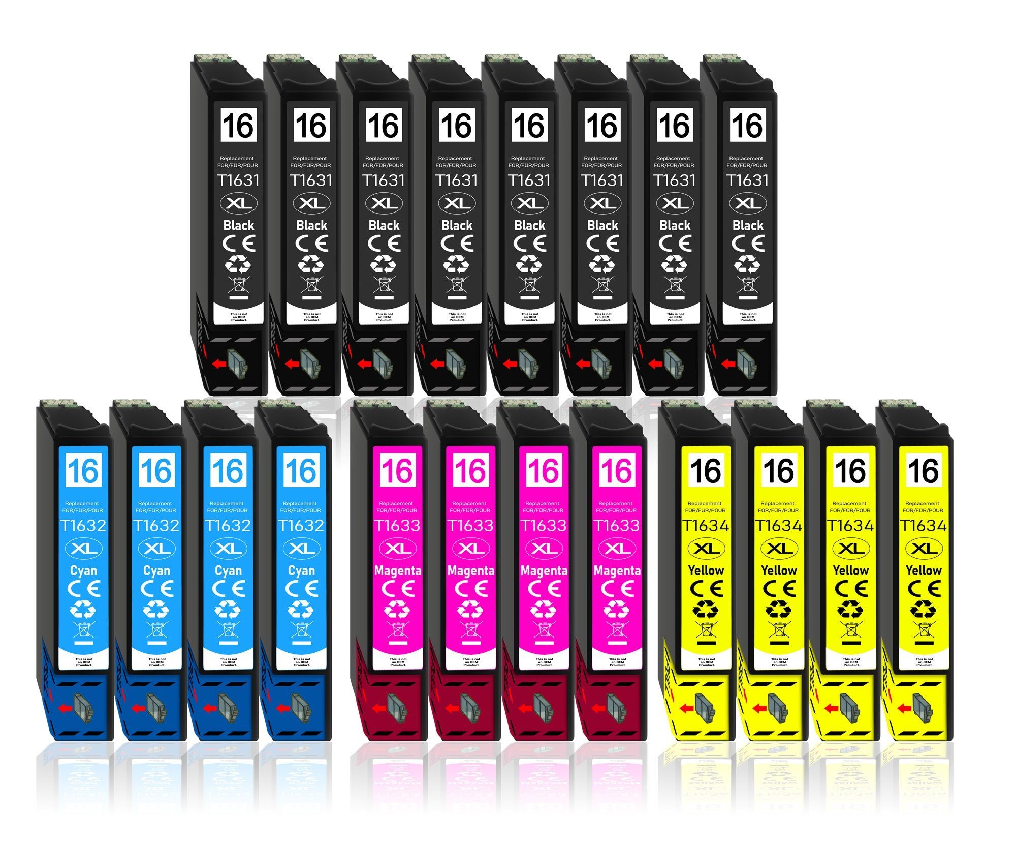 Druckerparadies 20er Multipack für Epson 16XL Tintenpatronen Set Tintenpatrone (20-tlg., WF2010 WF2510 WF2520 WF2530 WF2540 WF2630 WF2650 WF2660 WF2750 WF2760)
