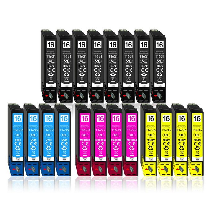 Druckerparadies 20er Multipack für Epson 16XL Tintenpatronen Set Tintenpatrone (20-tlg. WF2010 WF2510 WF2520 WF2530 WF2540 WF2630 WF2650 WF2660 WF2750 WF2760)