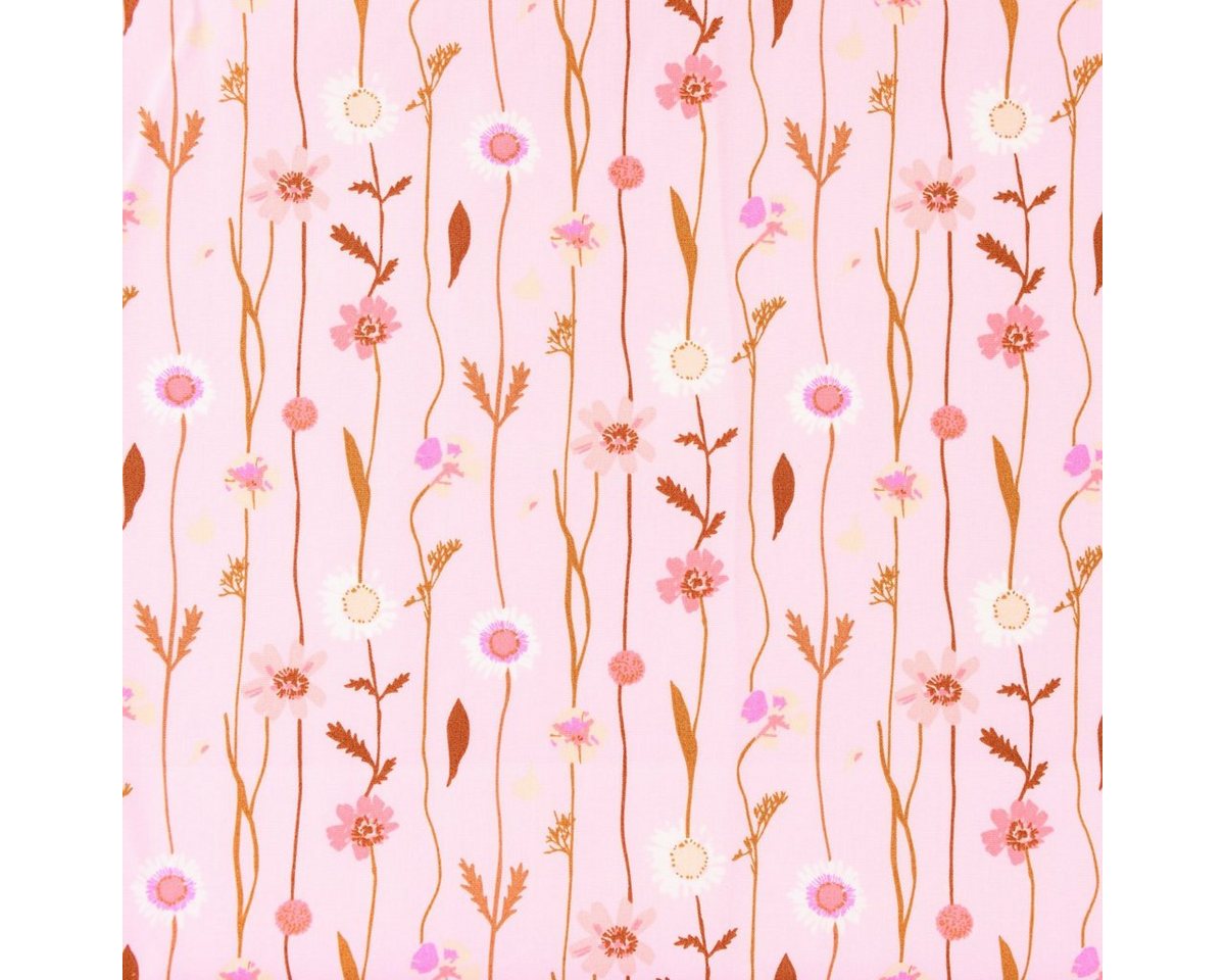 Thumbnail - Rico Design Stoff Rico Design Baumwollstoff Stoffabschnitt Wildblumen rosa bunt 50x140cm