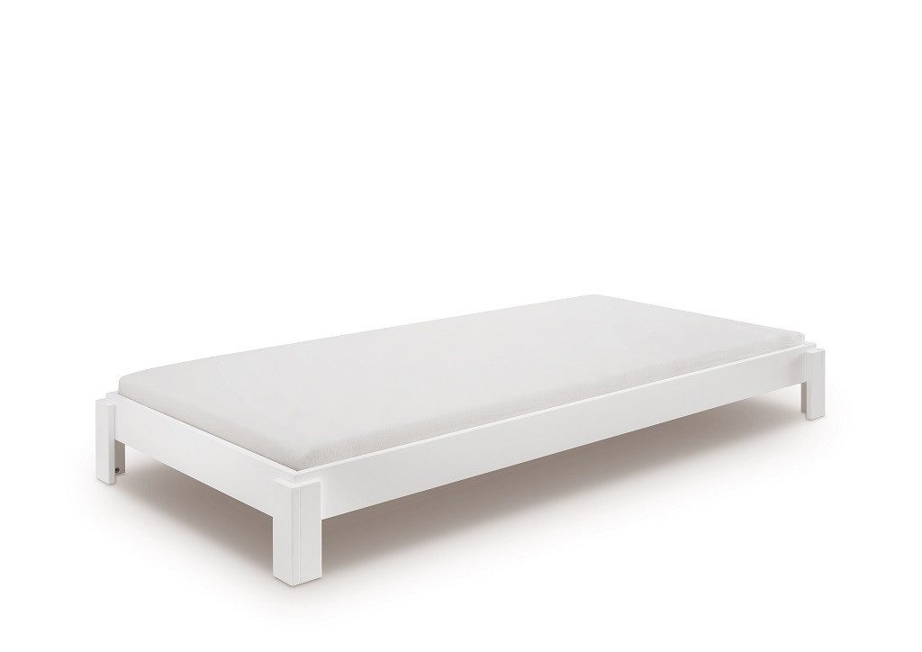 Stapelbett Einzelbett Stapelbett 90x200cm 'Dubi' Buche massiv weiß lackiert