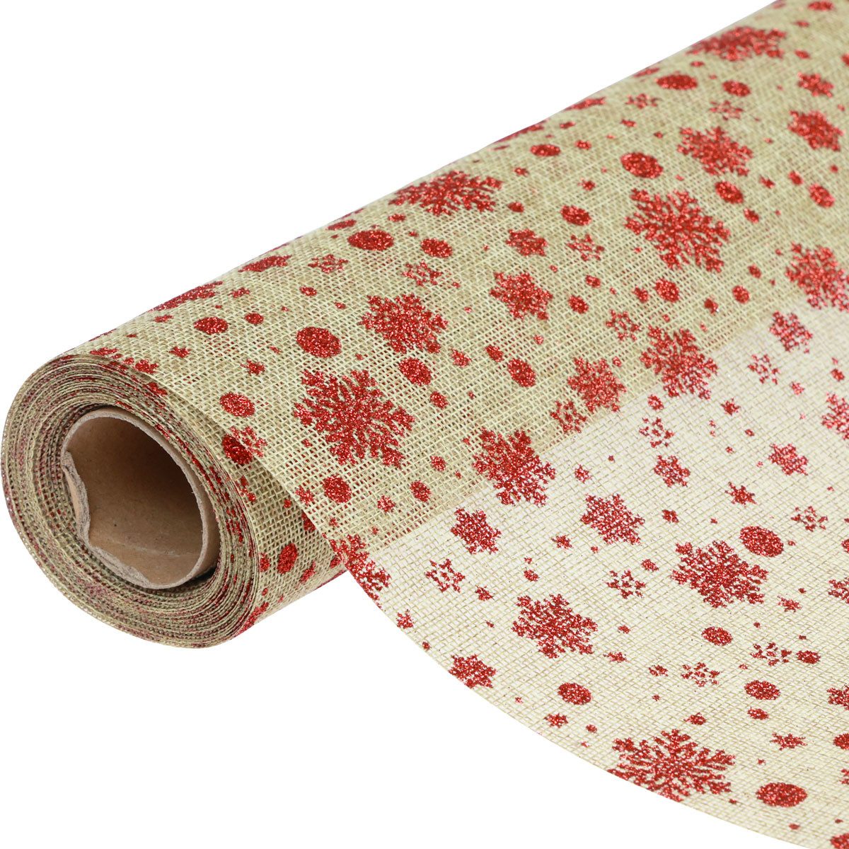 Florists Products Tischläufer Tischläufer Weihnachten Tischband Schneeflocken Jute 48×450cm