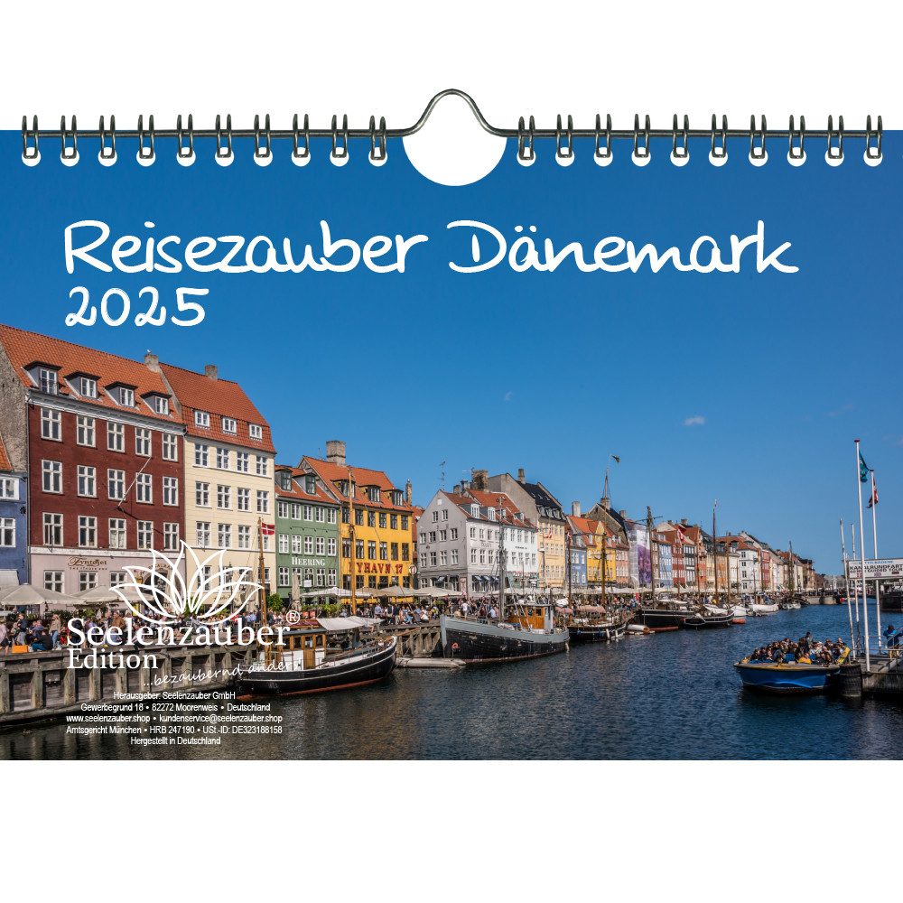 Seelenzauber Wandkalender Reisezauber Dänemark DIN A5 Kalender für 2025 Kopenhagen Urlaub