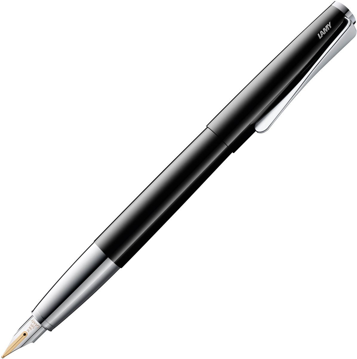 LAMY Füllhalter Studio Premium 068 Edelstahl, schwarz, Goldspitze EF, inkl. T 10 Blau, (1-tlg)