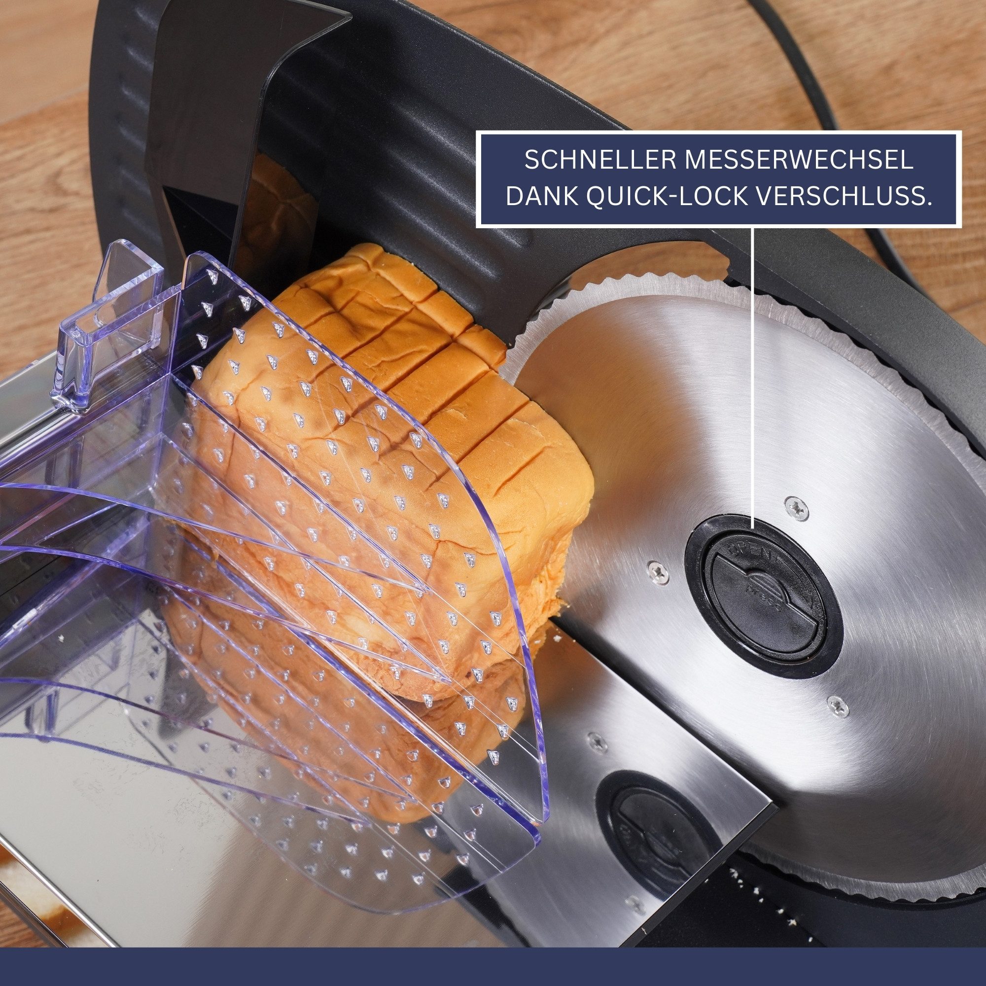 Sommertal Allesschneider AS190 DUAL 200 W Edelstahlmesser mit Wellenschliff und, 200 W, glatten Schliff, elektrische Schneidemaschine Brotschneidemaschine