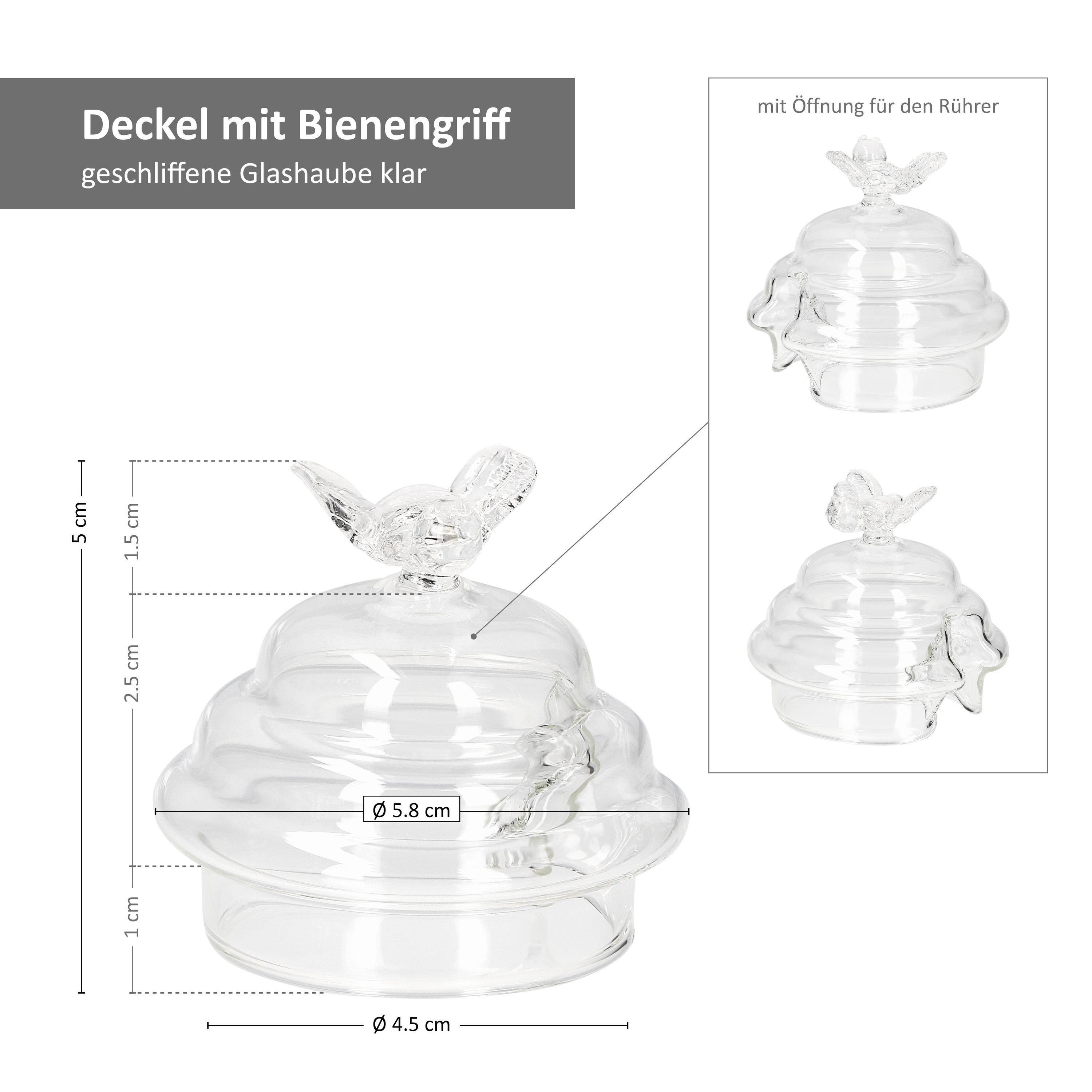 MamboCat Vorratsglas 3tlg Set Honig 400ml Bienchen-Deckel Honiglöffel Glasbehälter, Glas – Bild 5 von 5