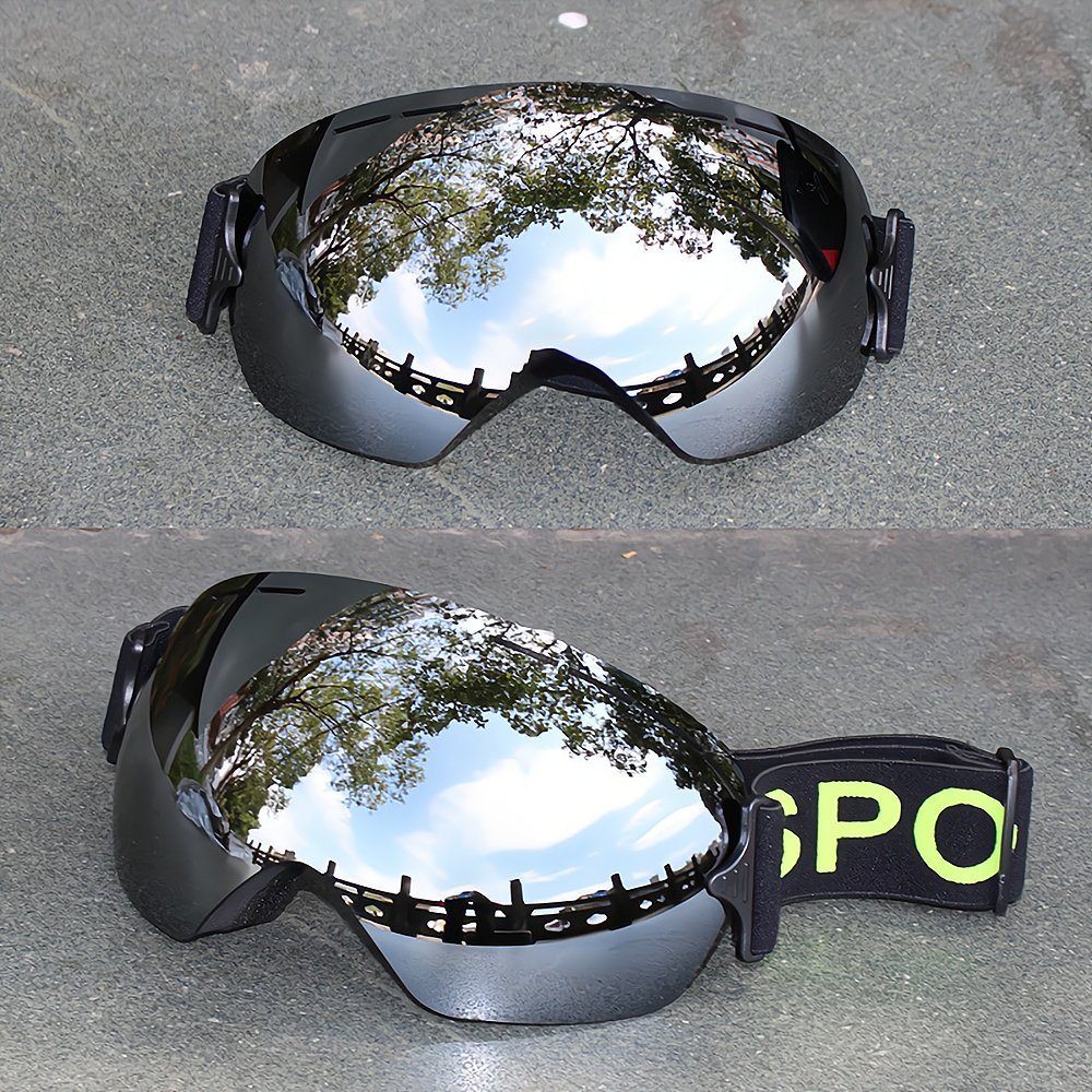 PACIEA Skibrille Ultraleichter großer kugelförmiger Einschicht-Antibeschlag Silber