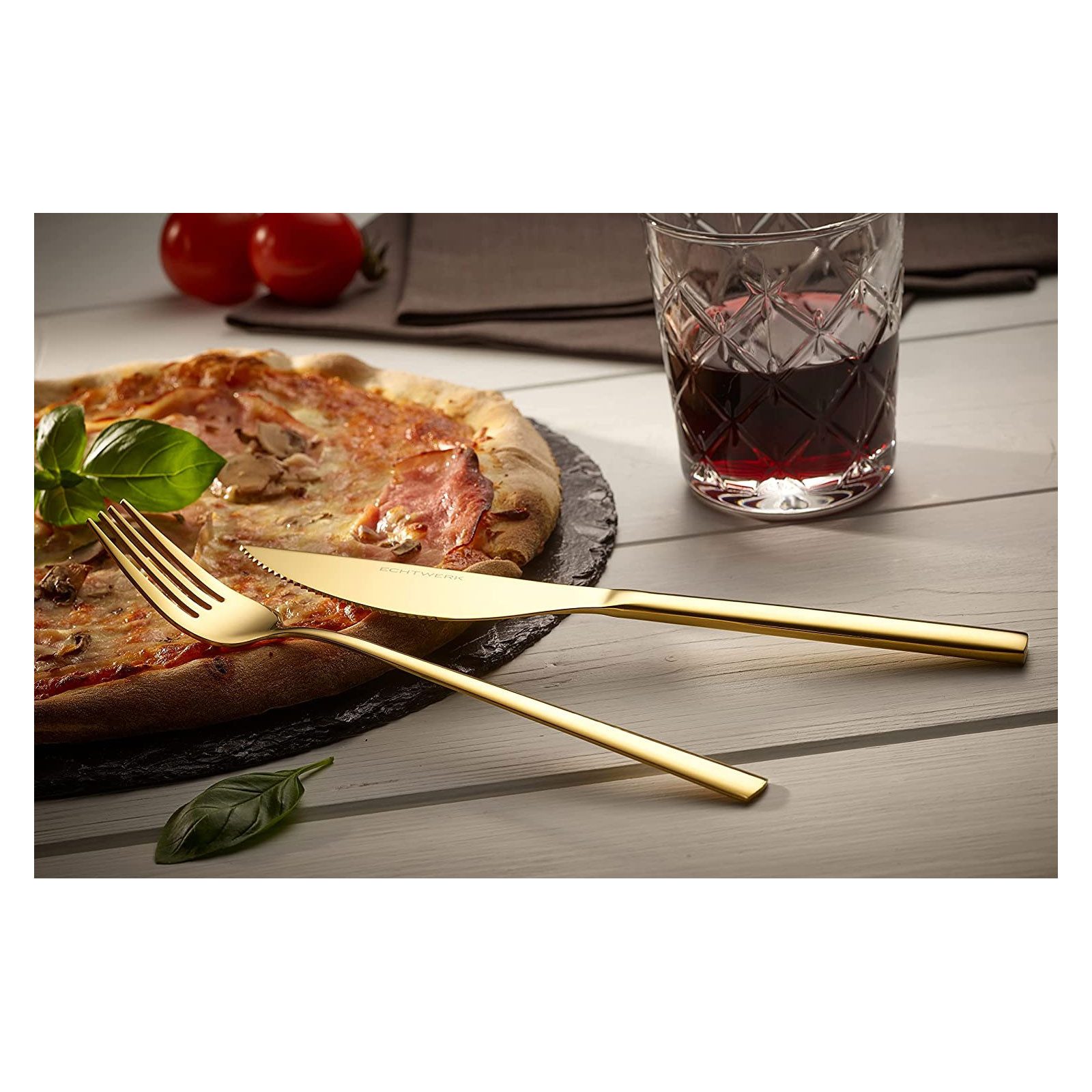 ECHTWERK Besteck-Set Pizzabesteck (8-tlg), Edelstahl, Pizzaset, Steakbesteck, Essbesteck aus Edelstahl