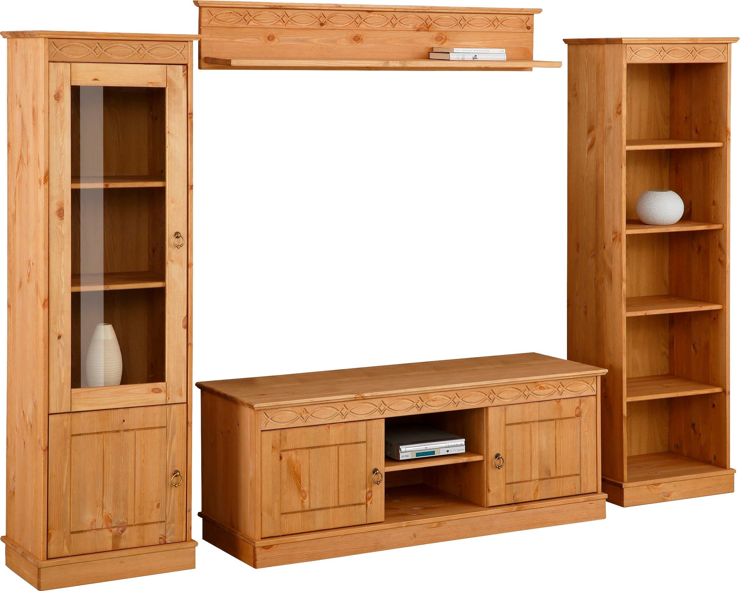 Home affaire Wohnwand Indra, (Set, 4-St), 4-teiliges Set: Vitrine, Lowboard günstig online kaufen