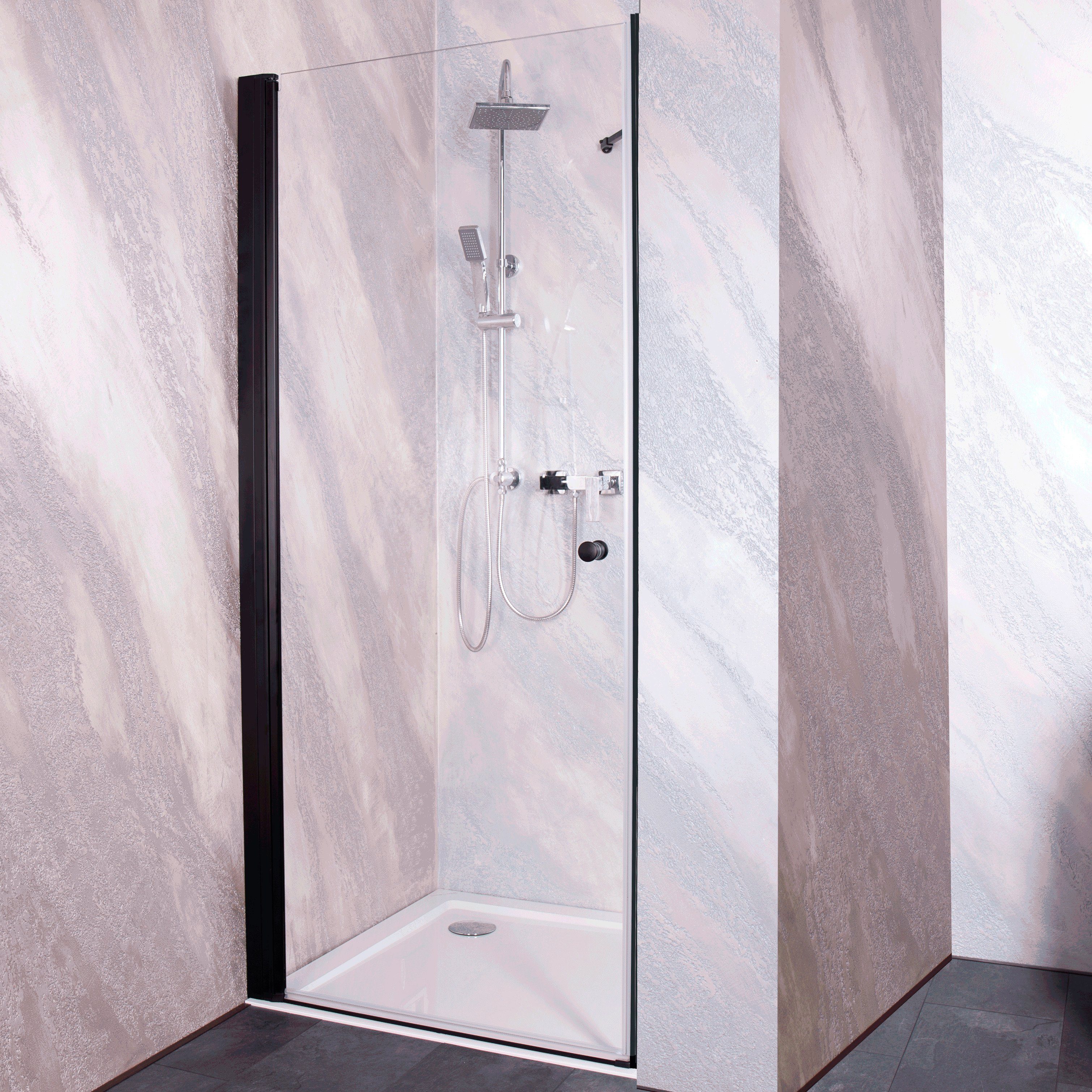 Sanotechnik Dusch-Schwingtür Sanoflex Brava Black, Einscheibensicherheitsglas