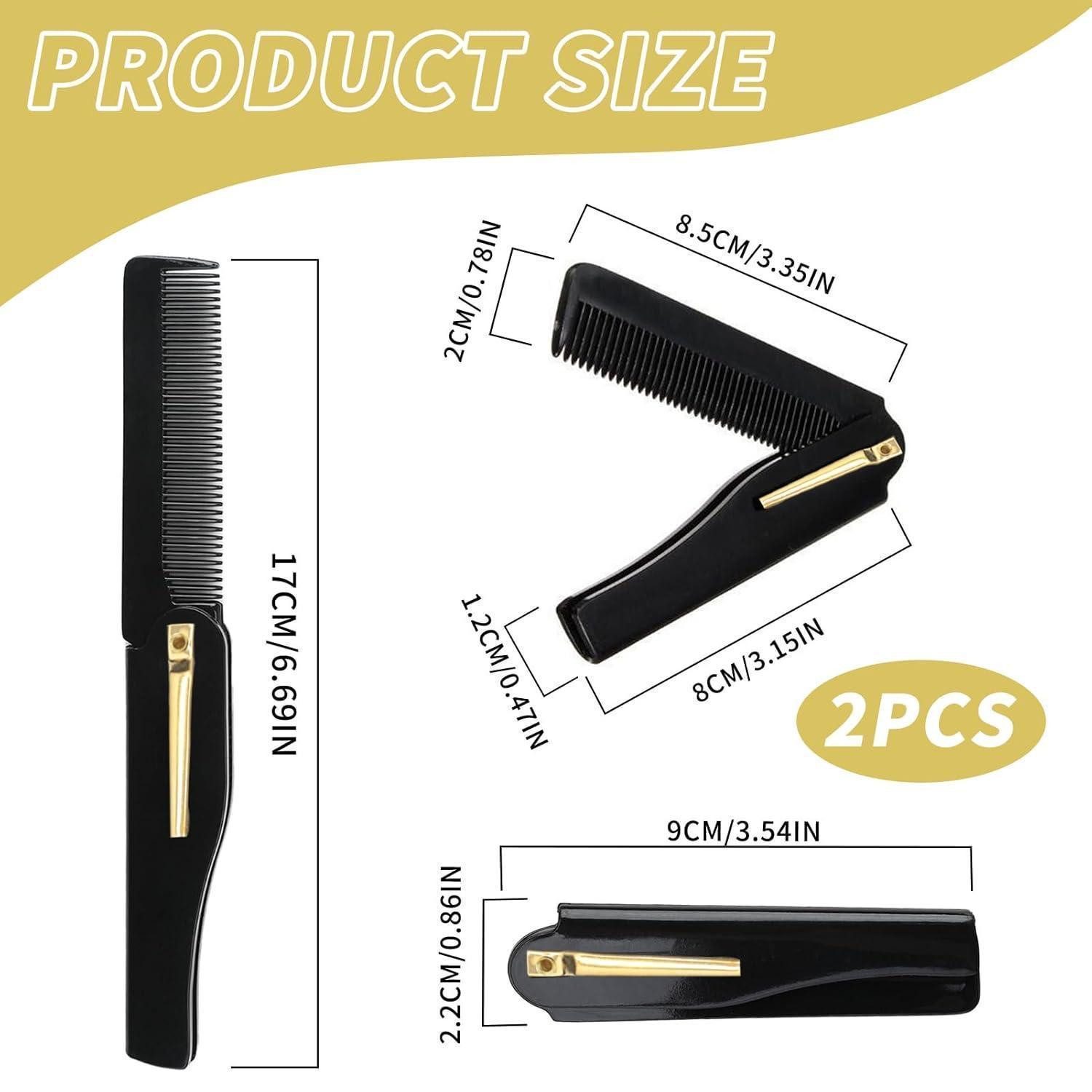 LuxusKollektion Taschen-Kamm 2er Set Klappbare Männer Kämme für Bart- und Haarpflege