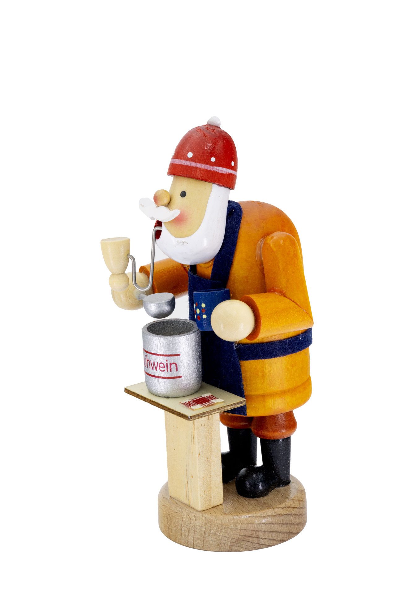 Kaladia Räuchermännchen Glühweinverkäufer - handbemalte Dekoration, winterliche Räucherfigur für Weihnachtsmarktbegeisterte - aus Holz – Bild 2 von 5