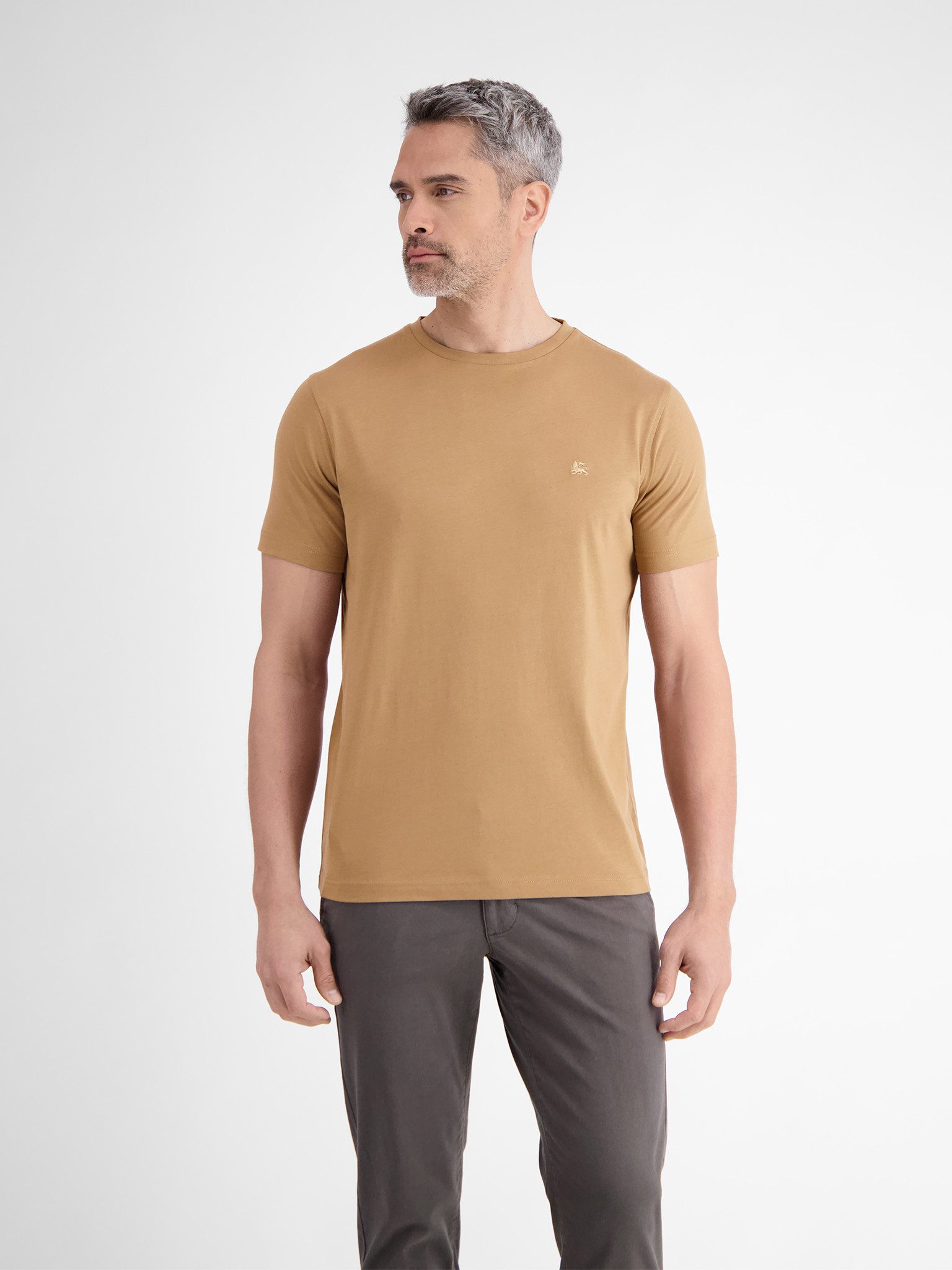 LERROS Rundhalsshirt mit Logo Stickerei
