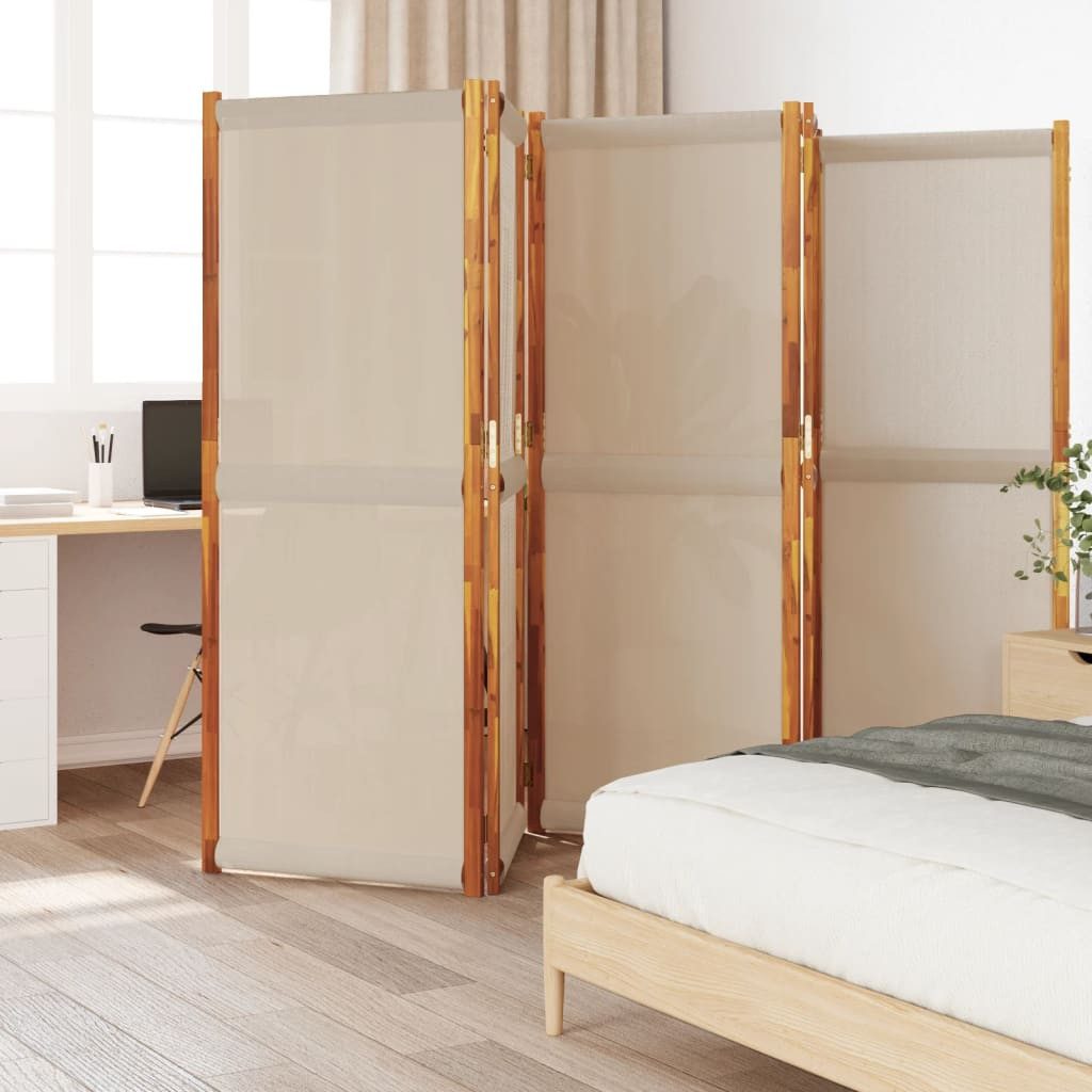 vidaXL Raumteiler 5-tlg. Paravent Taupe 350x180 cm, 1-tlg.