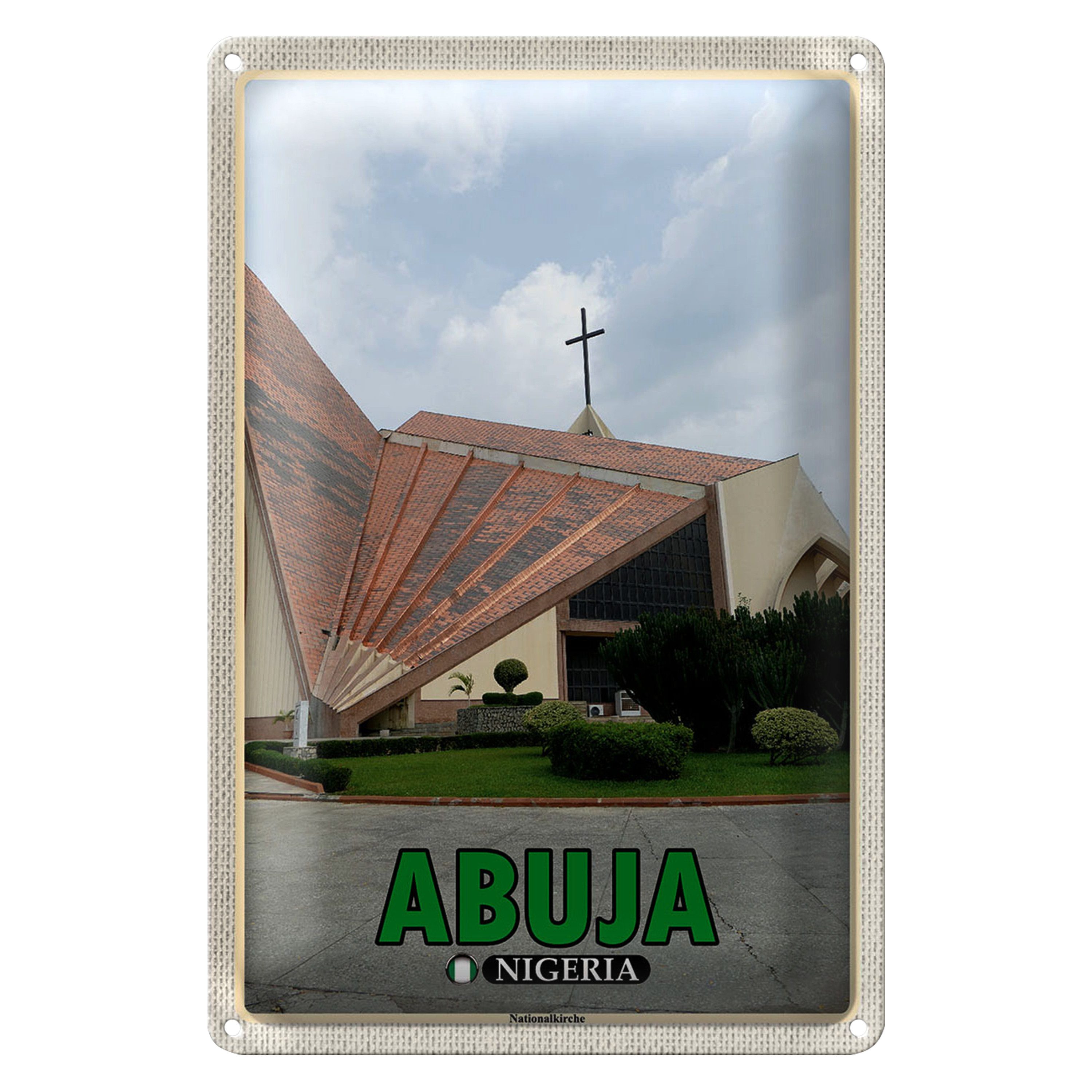 Roomando Metallschild Reise 12x18cm Abuja Nigeria Nationalkirche