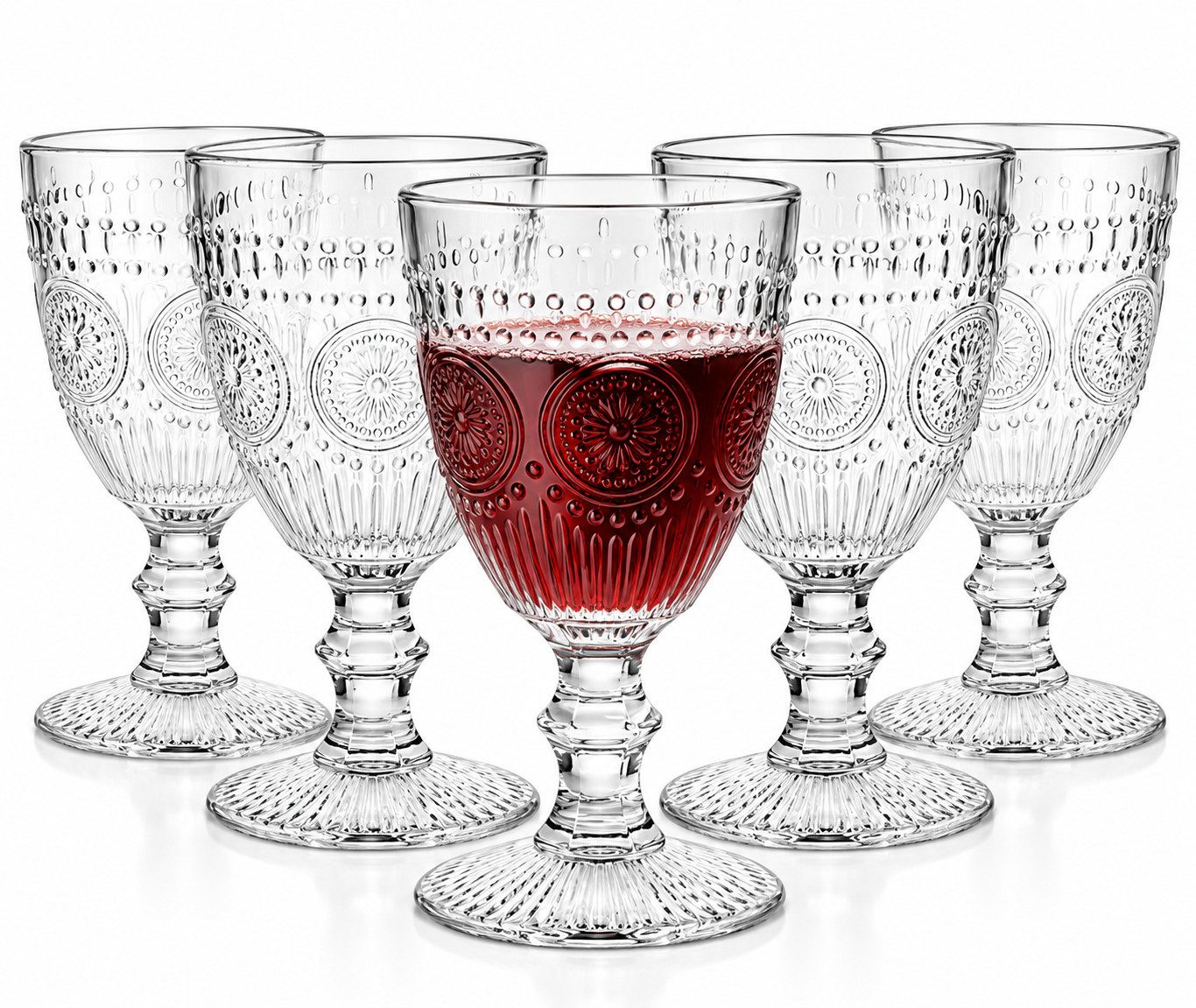 Sendez Weinglas 6 Weingläser 310ml auf Fuß Sonne Weißweingläser Rotweingläser, 6-tlg., Glas