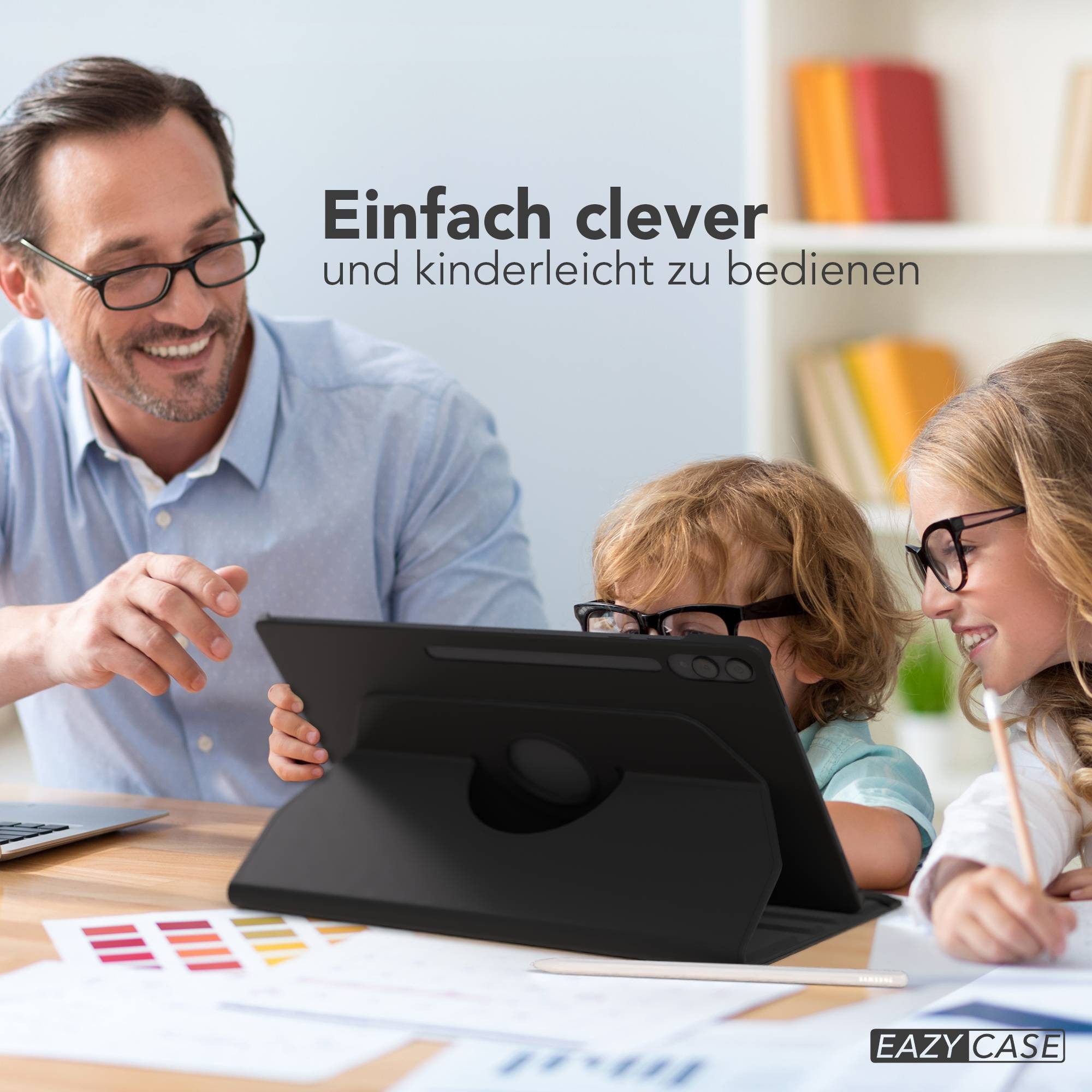 EAZY CASE Tablet-Hülle Rotationcase für Samsung Galaxy Tab S11 Ultra 14,6 Zoll, Hülle 360° drehbar mit Standfunktion Etui Anti-Kratz Tasche Schwarz