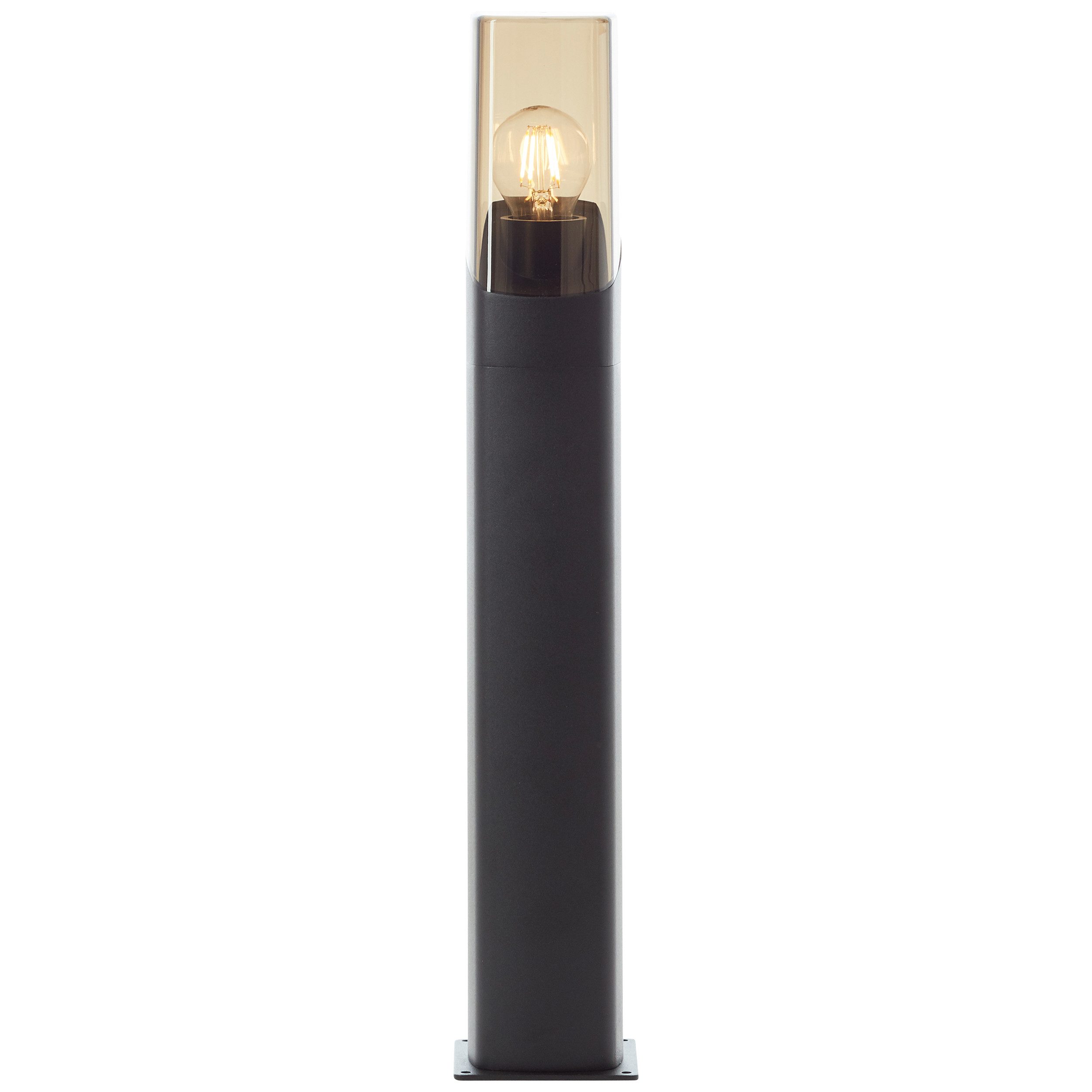 Brilliant Außen-Stehlampe Minou, ohne Leuchtmittel, Außenstandleuchte, 60 cm, E27, Alu-Druckguss, schwarz/rauchglas