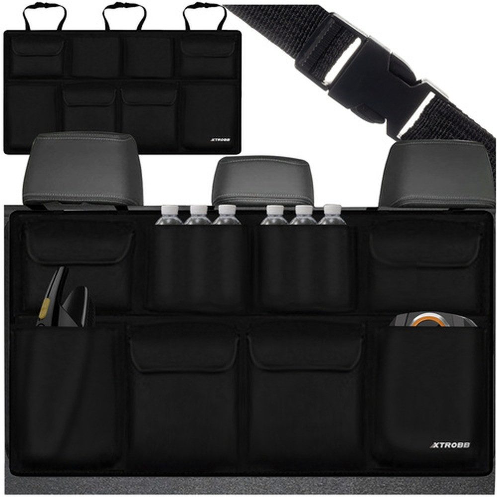 ISO TRADE Auto-Rückenlehnentasche Kofferraum-Organizer Autositz-Rückenlehnen (Spar-Set, organisieren), Clipverschlüsse und zusätzlicher Klettbefestigung sitzt der Organizer