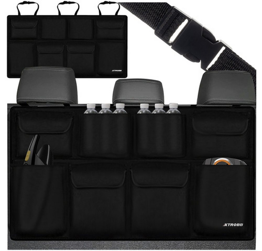 ISO TRADE Auto-Rückenlehnentasche Kofferraum-Organizer Autositz-Rückenlehnen (Spar-Set, organisieren), Clipverschlüsse und zusätzlicher Klettbefestigung sitzt der Organizer