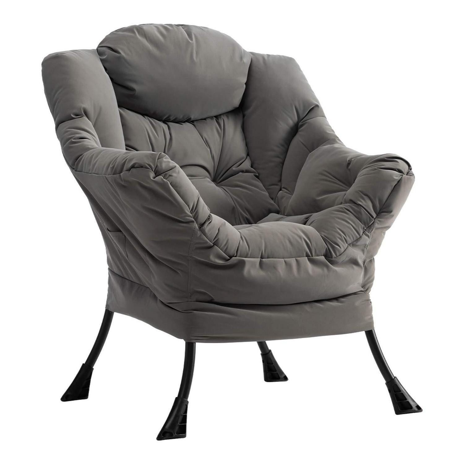 LuxusKollektion Ohrensessel Sessel Ohrensessel Relaxsessel Lesesessel Armlehnen Grau Wasserdicht