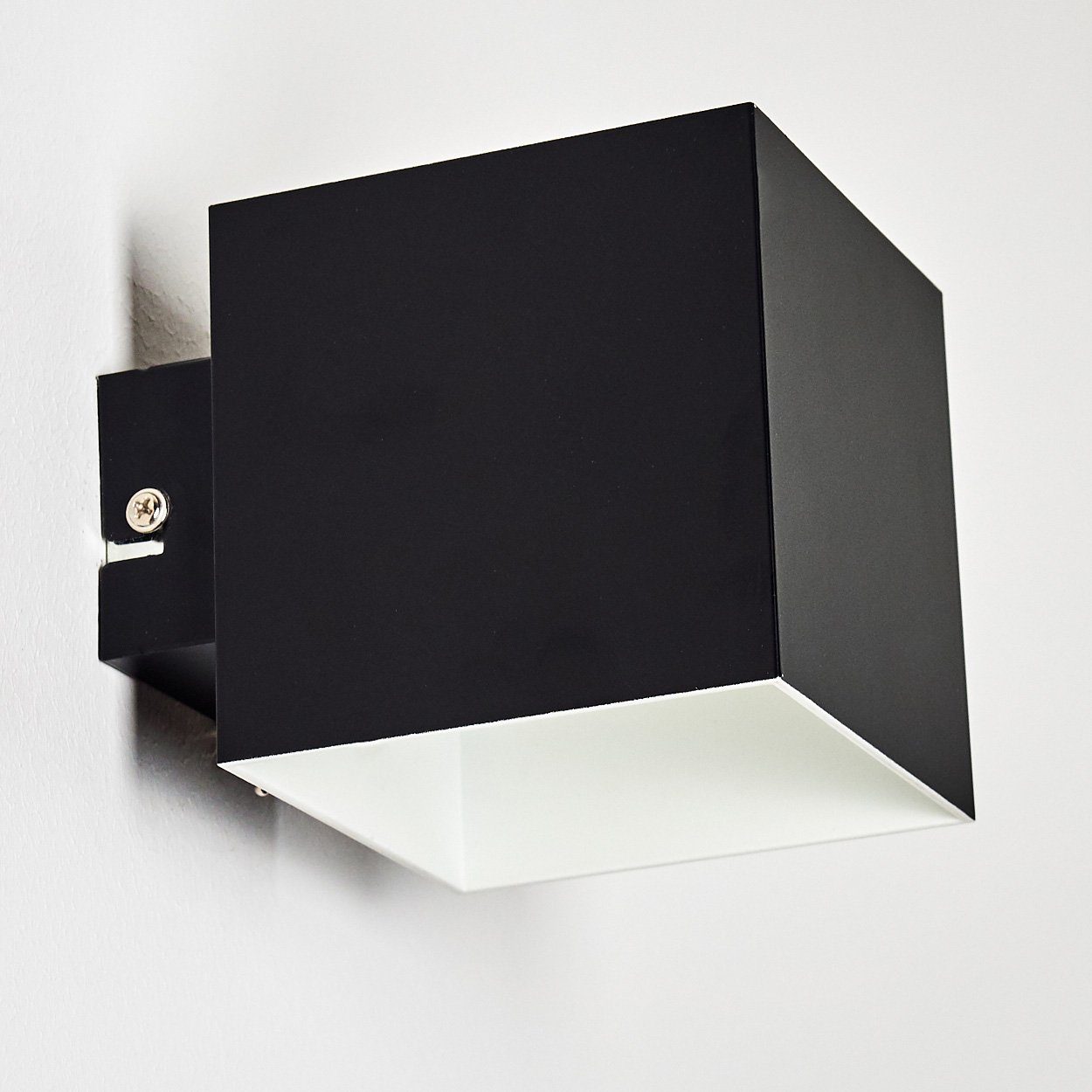 Lichteffekt, ohne Up moderne Down-Effekt Metall 2700 Wandleuchte Cube/Innen in mit & Wandlampe Schwarz/Weiß, Kelvin, aus hofstein 1xG9, Leuchtmittel, »Riccio« mit