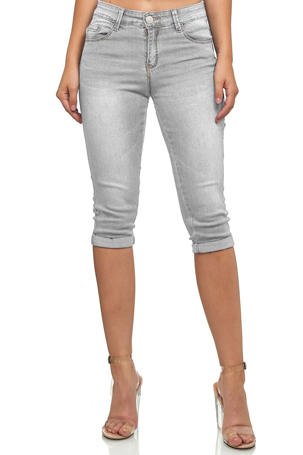 MiSS RJ Jeansshorts »3364« (1-tlg) Damen Push Up Capri Jeans Shorts Stretch  mit Beinumschlag REYNA online kaufen | OTTO