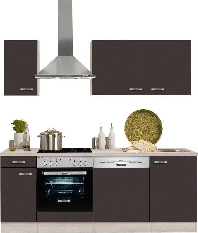 OPTIFIT Küchenzeile Faro, mit E-Geräten, Breite 210 cm, Beliebig um weitere  Schränke erweiterbar, z. B. auch über Eck