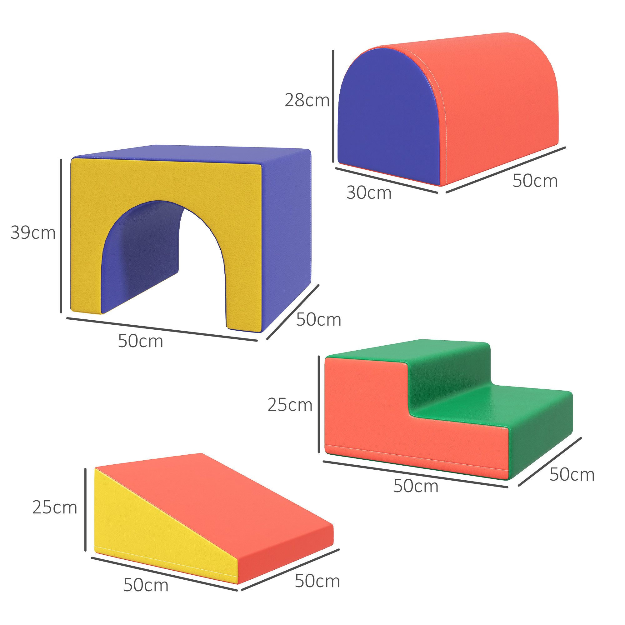 HOMCOM 4er-Set Bauklötze Bauspielzeug zum krabbeln, klettern Spielbausteine, (Riesenbausteine, 4 St., Bausteinset), für 1-3 Jahre alt Kinder Kunstleder