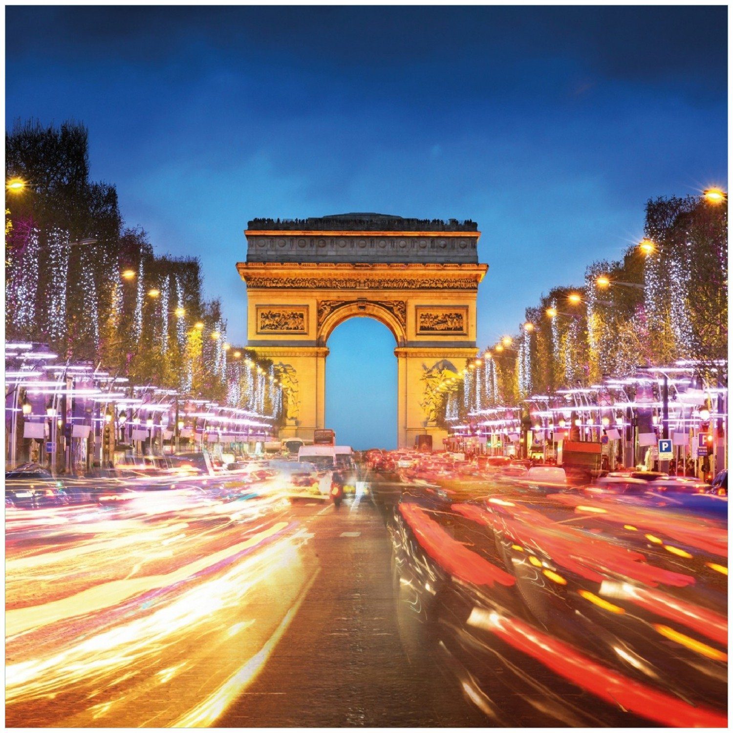 triomphe Arc de bei Memoboard Nacht Paris Wallario in