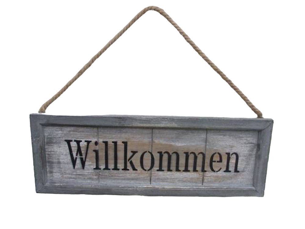 Deko-Impression Wanddekoobjekt Empfangsschild Gruß Holzschild Willkommen 49 cm breit Landhaus (1 St)