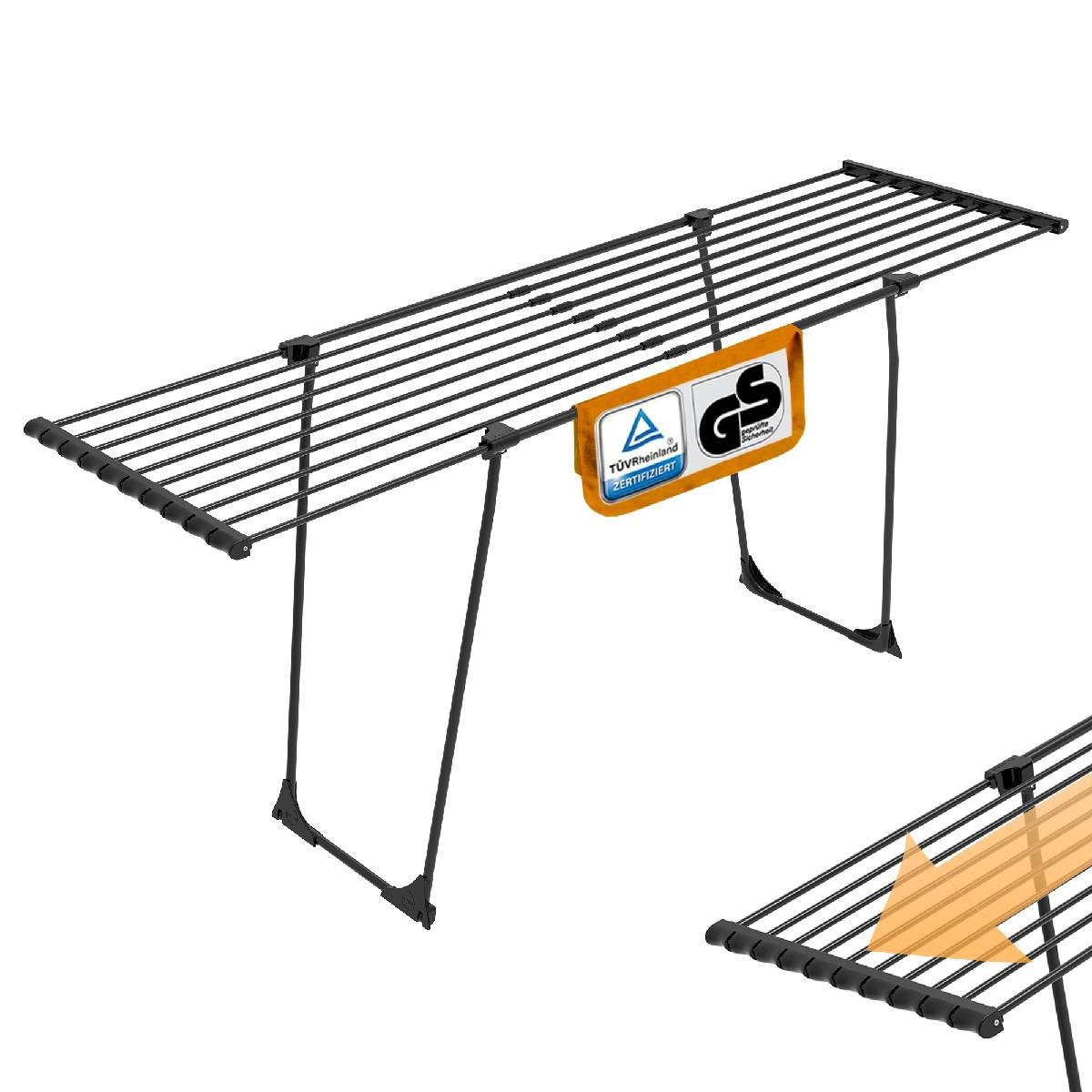 Yoursol Рама для сушки белья Рама для сушки белья Florenz in Schwarz, ausziehbar mit 20m Leine und Rollen